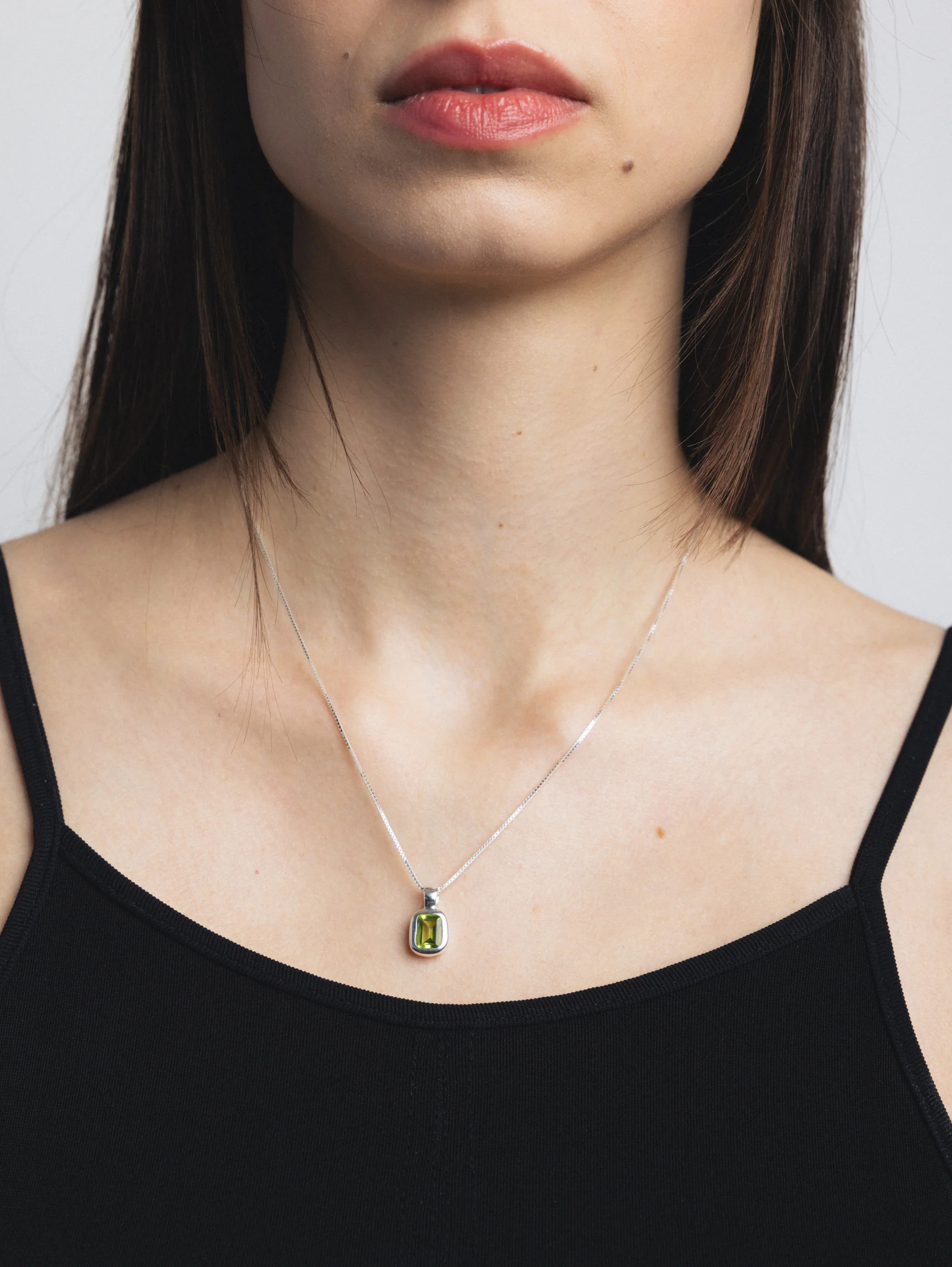Freya Necklace in Green Peridot and Sterling Silver