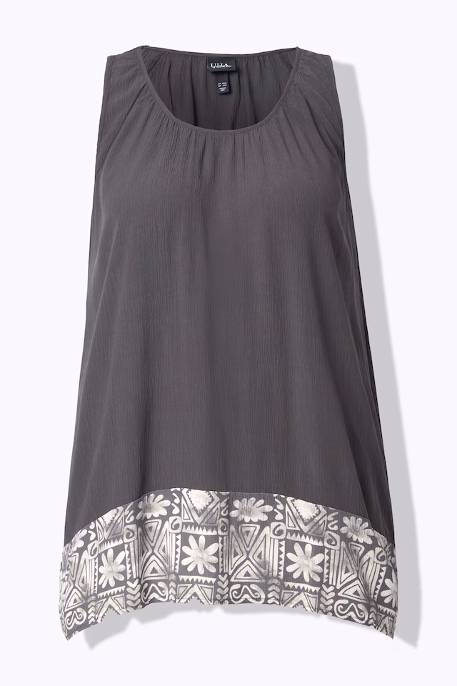 Sleeveless Border Print Blouse