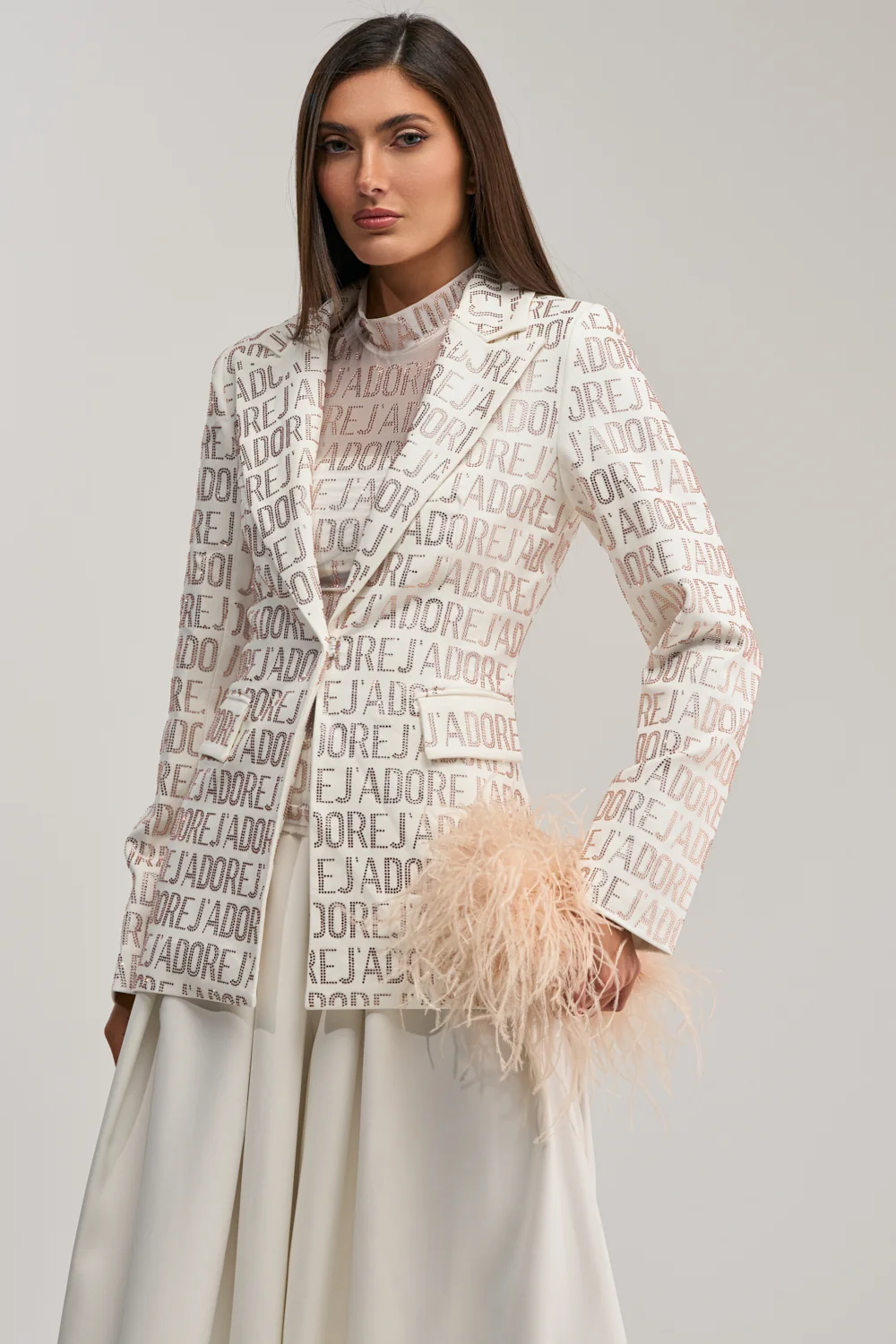 J'ADORE EMBELLISHED BLAZER IN WHITE - Akira Store