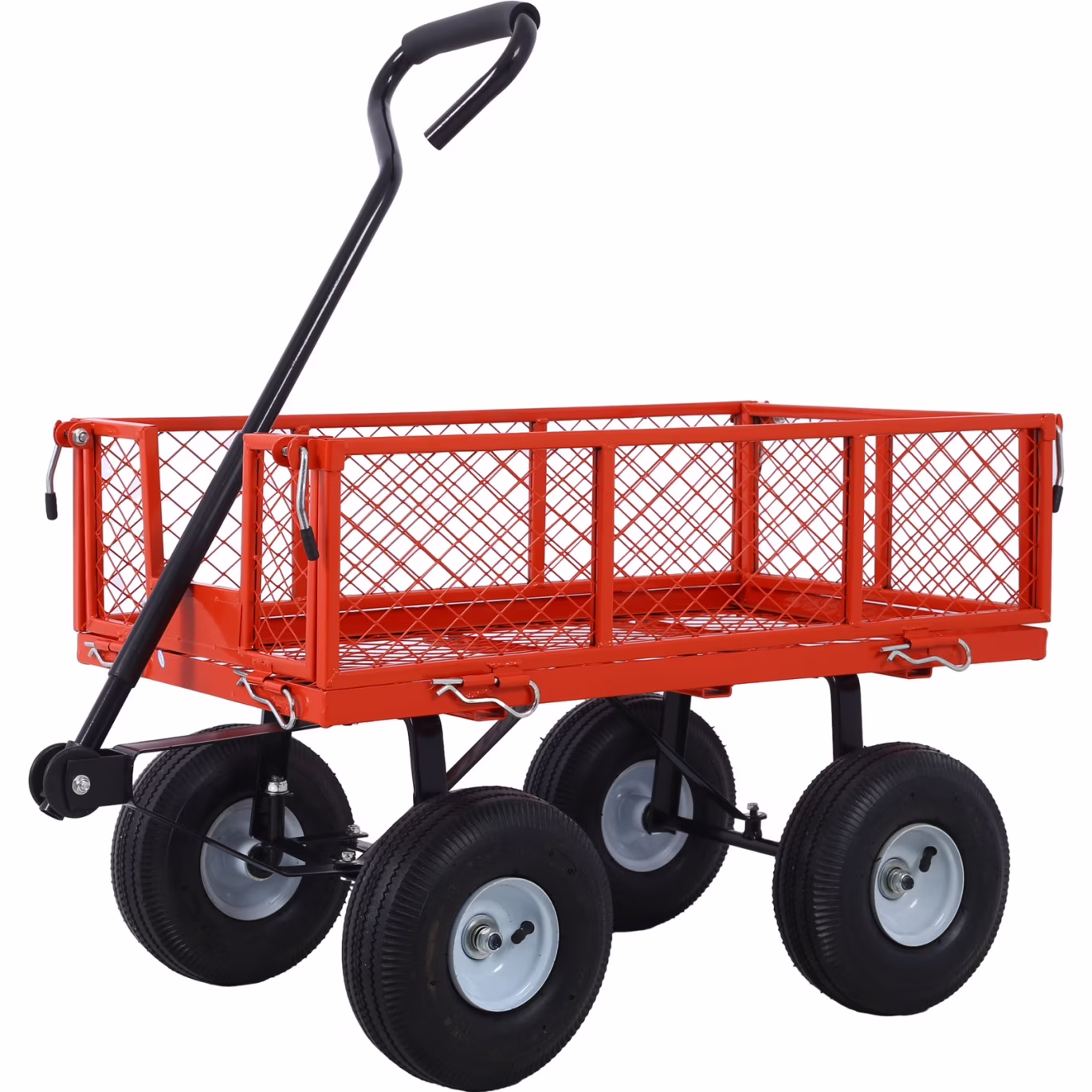 Steel Garden Cart, Heavy Duty 500 lbs Capacity Mesh Steel Garden Cart with Removable Mesh Sides, 180�� Rotating Handle and 9.5 in Tires, Utility Garden Carts and Wagons for Garden, Farm, Yard, Yellow(Yellow) - Image 5
