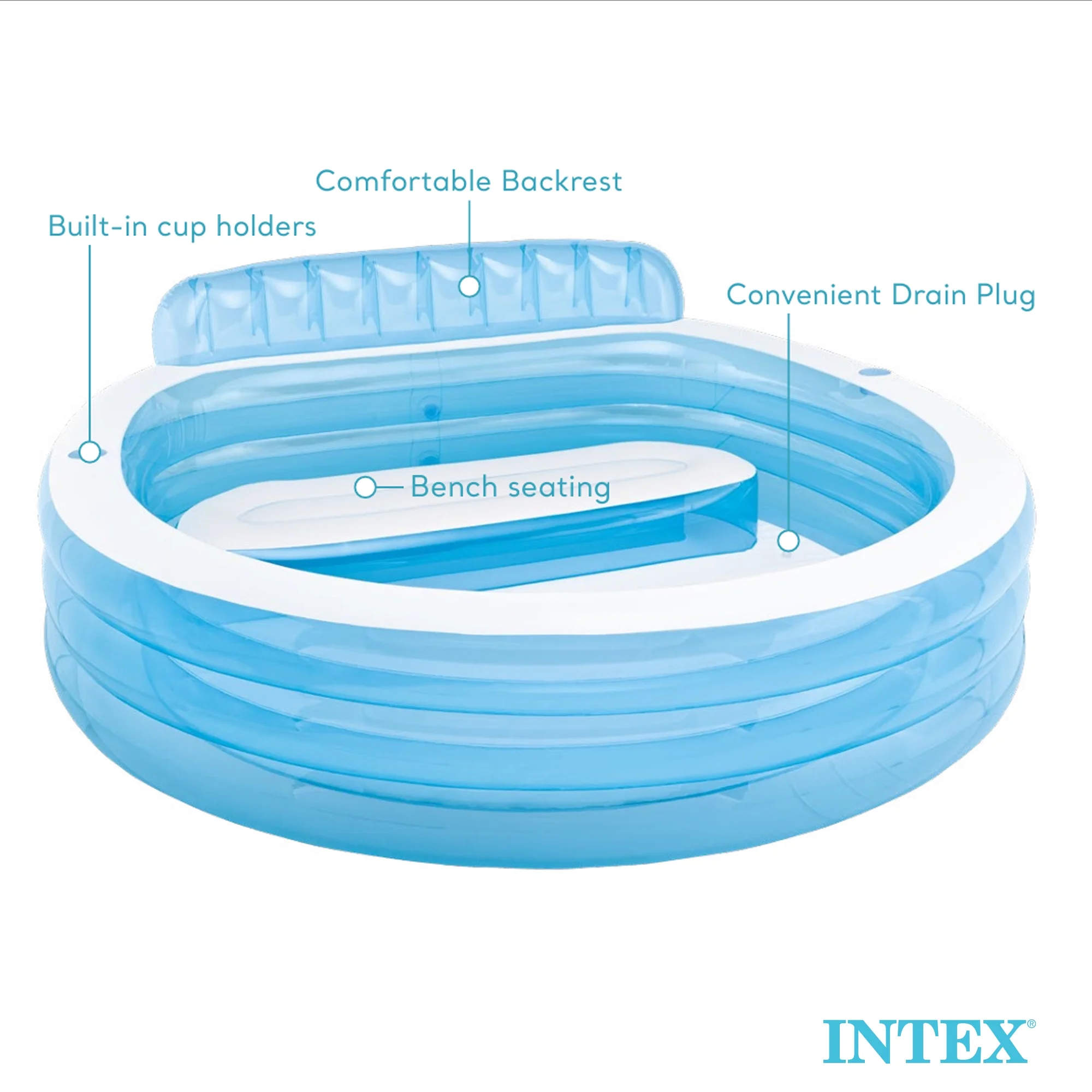 Intex Swim Center Round Inflatable Outdoor Lounge Pool with Pool Cover