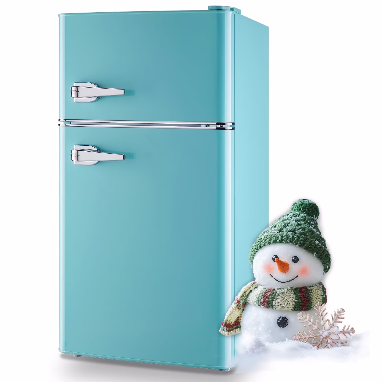 3.5 Cu.ft Retro Mini Fridge with Freezer, 2 Door Small Refrigerator with 7 Adjustable Thermostat for Home, Blue(Blue)