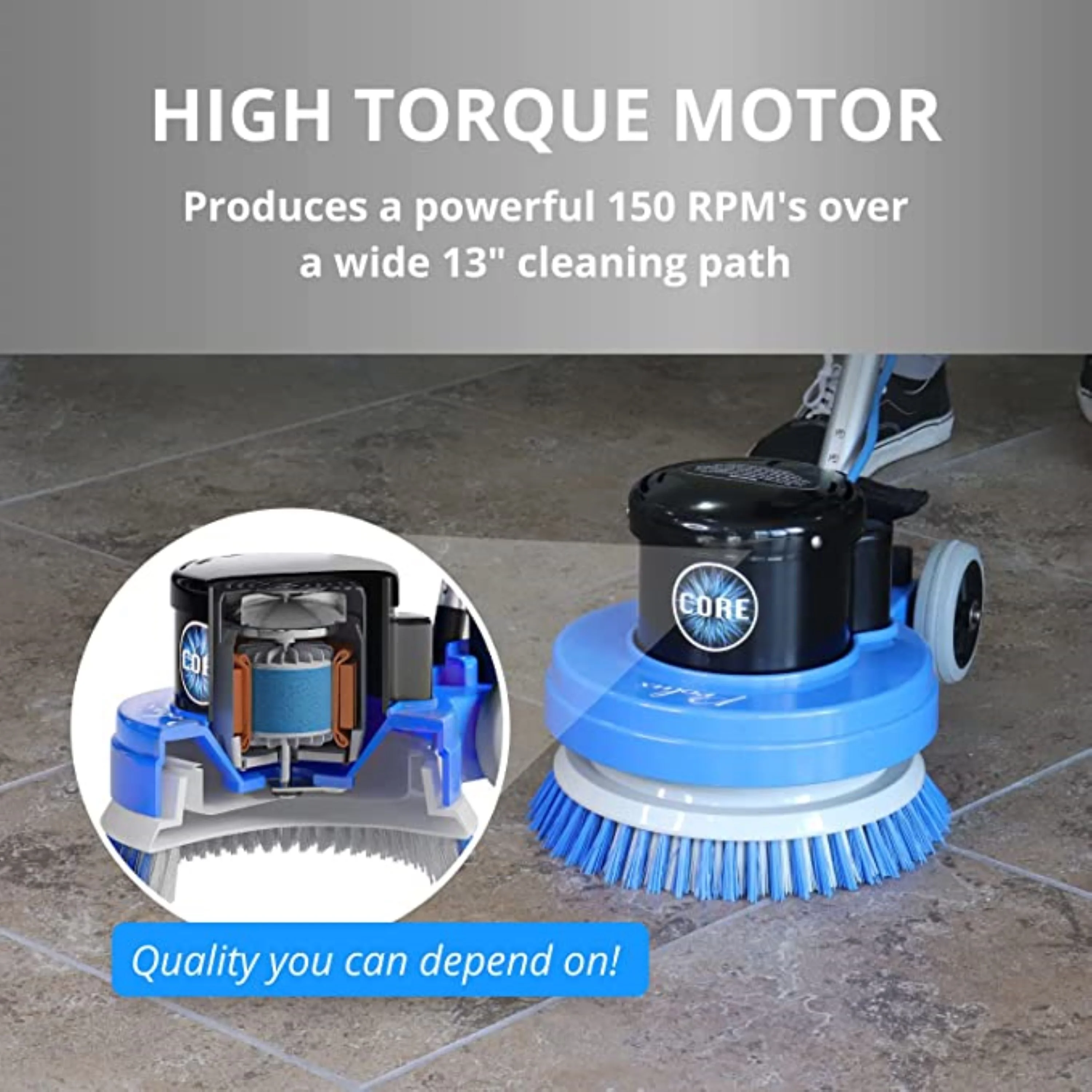 Core Heavy Duty Commercial Floor Polisher Buffer Scrubber Machine and 5 Pads - Image 4