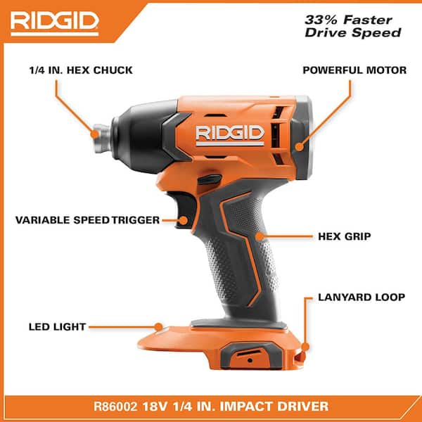 18V Cordless 2 Tool Combo Kit with 1/2 in Drill/Driver, 1/4 in Impact Driver, (2) 2 0 Ah Batteries, Charger, and Bag Image 4