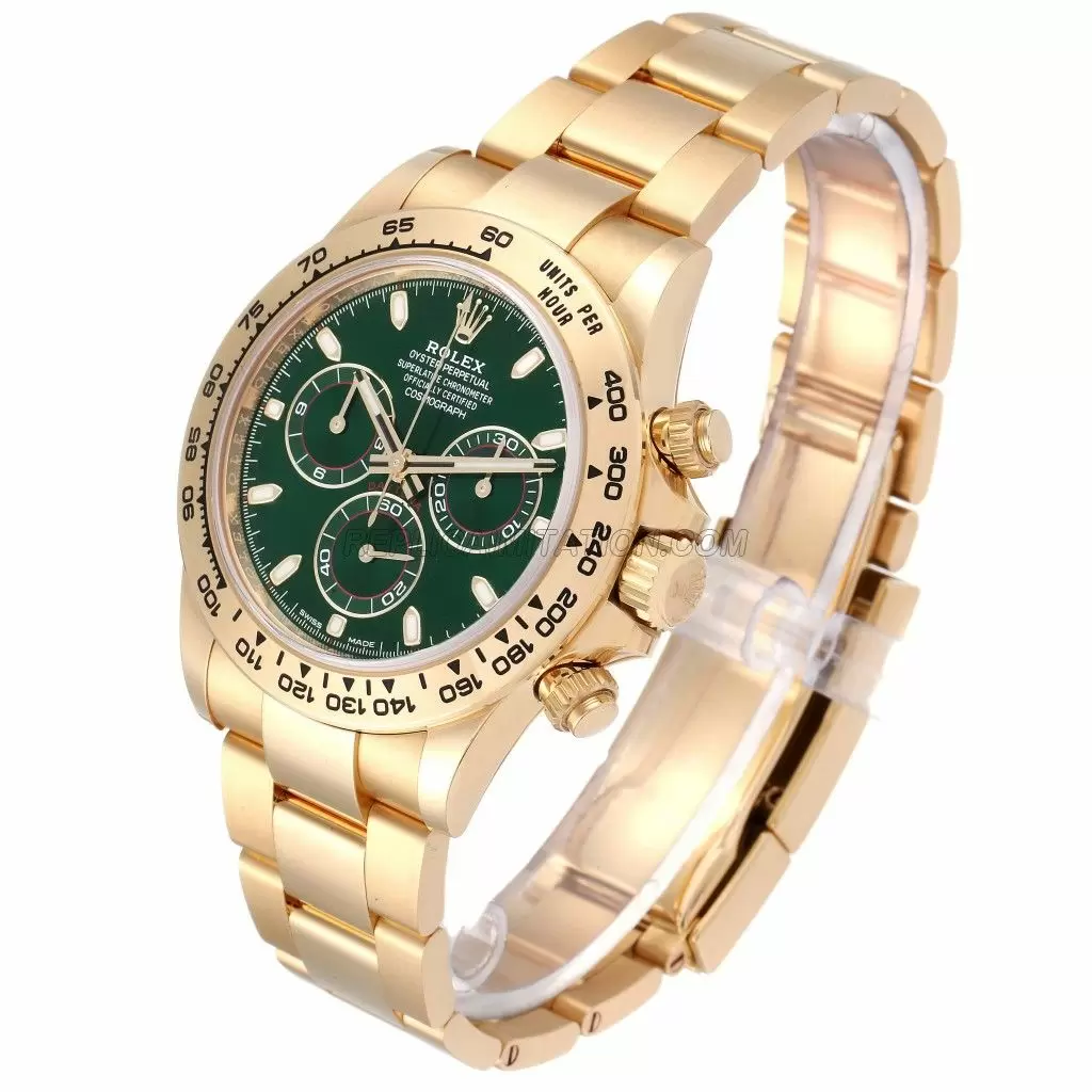 Replica Rolex Daytona Yellow Gold Green Dial Watches 116508 NewP25071
