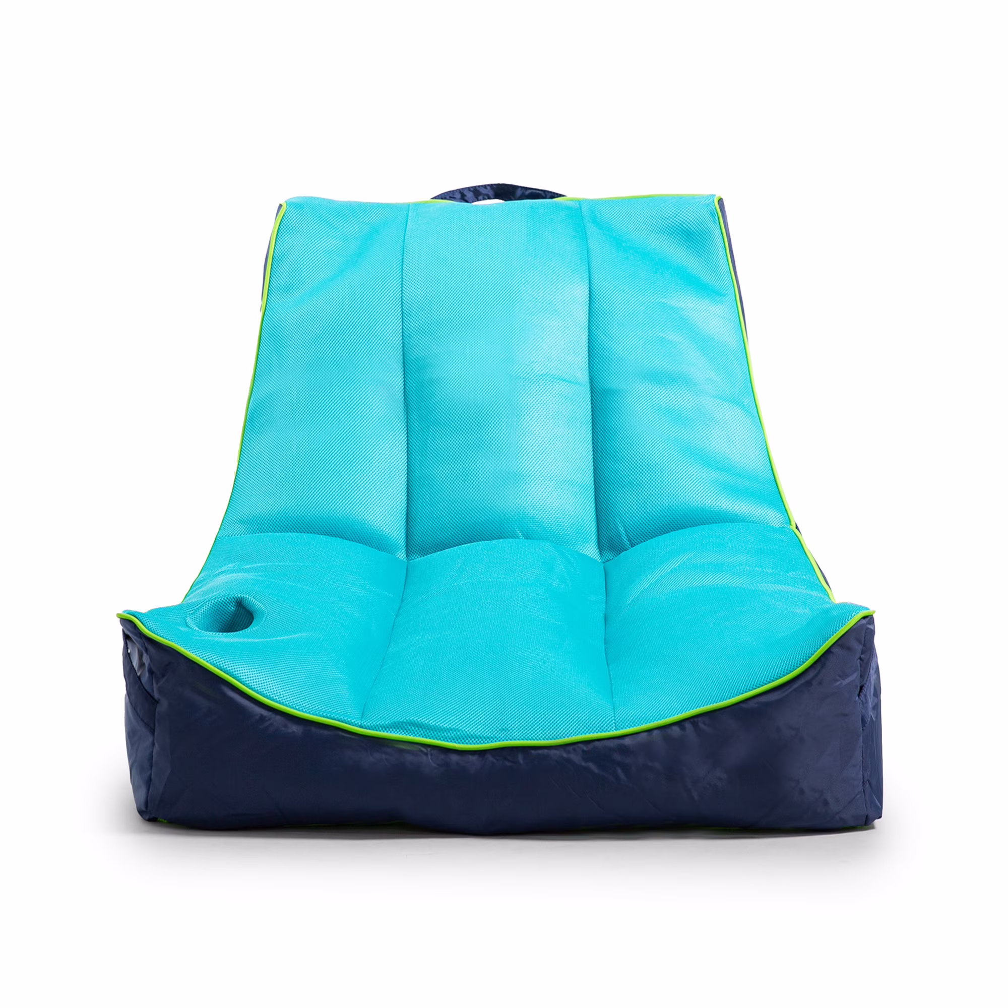 Big Joe Captain's Float No Inflation Needed Pool Lounger with Drink Holder, Blurred Blue Double Sided Mesh, Quick Draining Fabric, 3 feet