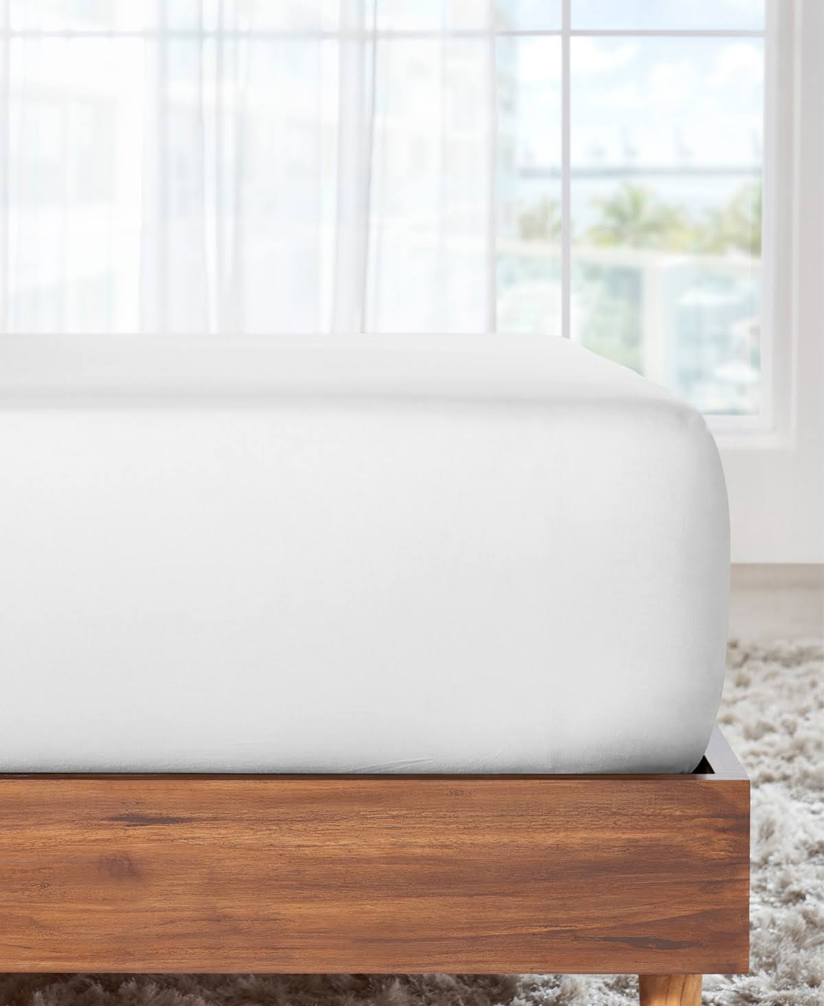 California Design den Fitted Sheet Only, Cotton Sateen, Deep Pocket, All-Around Elastic, King White