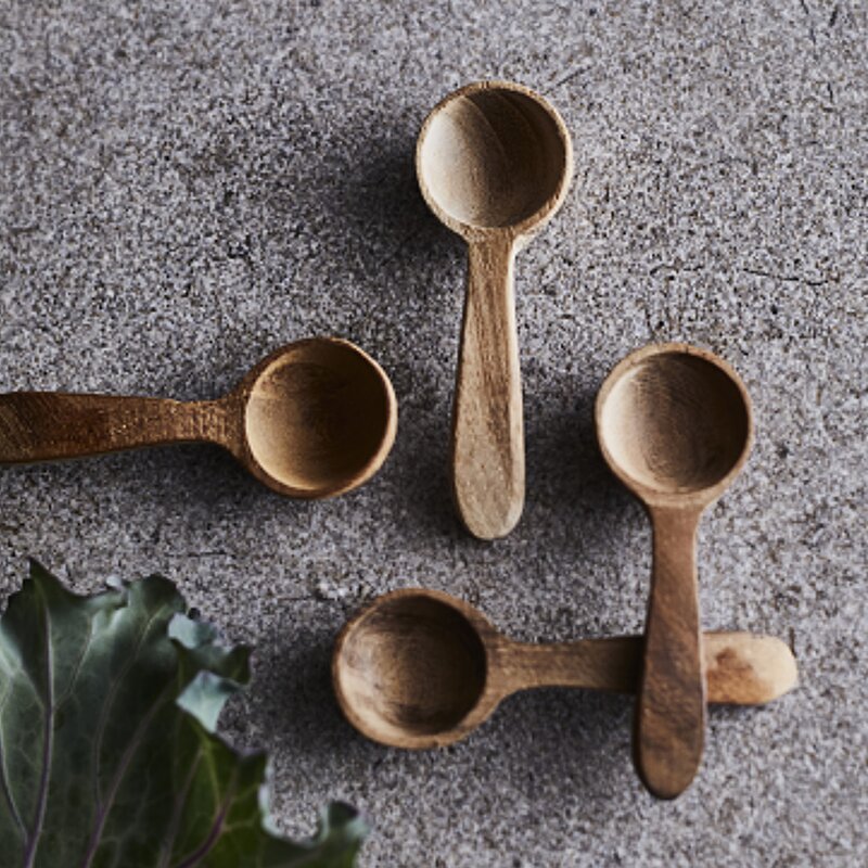 Teak skje 6 cm 4 stk tre