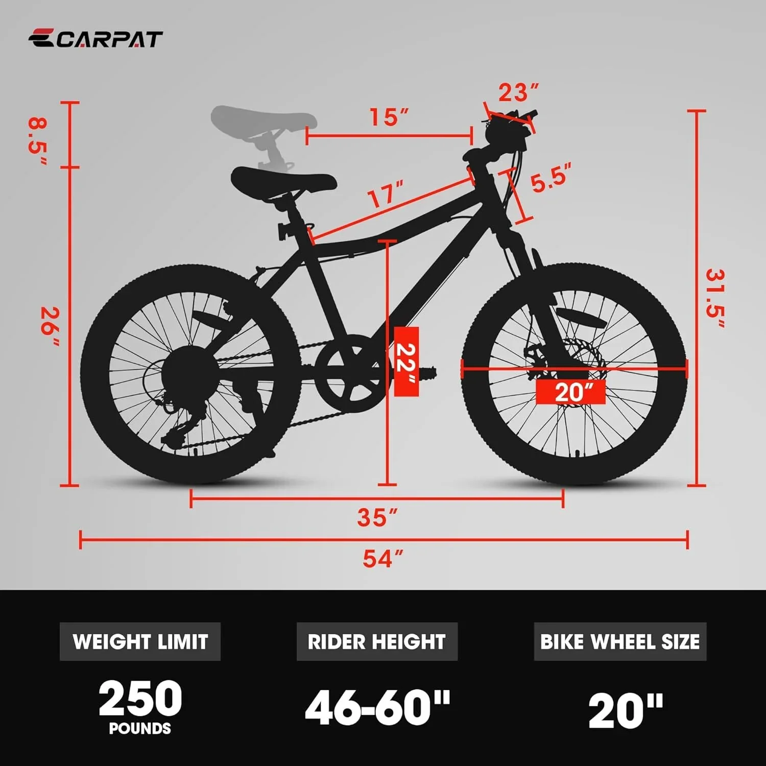 20 All-Terrain Mountain Bike, 7 Speed ??Steel Frame with Dual Brakes, White