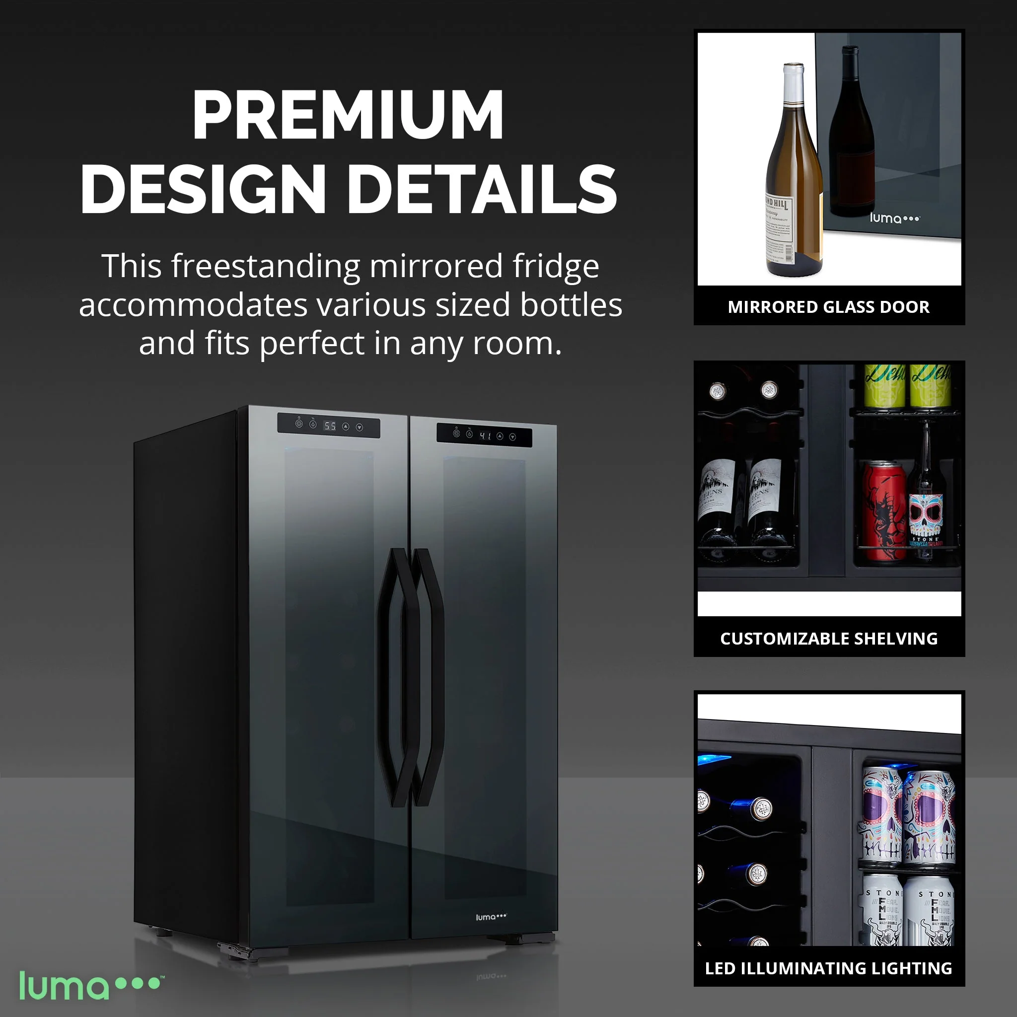 Luma Comfort 39-Can, 12-Bottle Freestanding Dual Zone Beverage Fridge - 20