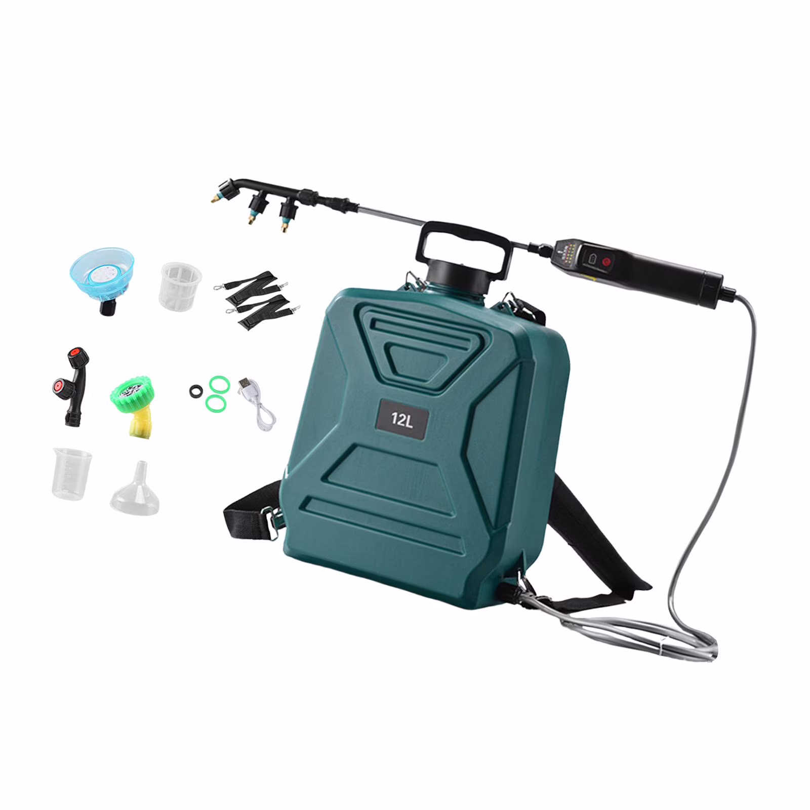 koolsoo Garden Electric Sprayer 2 Spray Speed 12L Practical Comfortable Handle, Retractable Water Sprayer for Gardening Cleaning Green