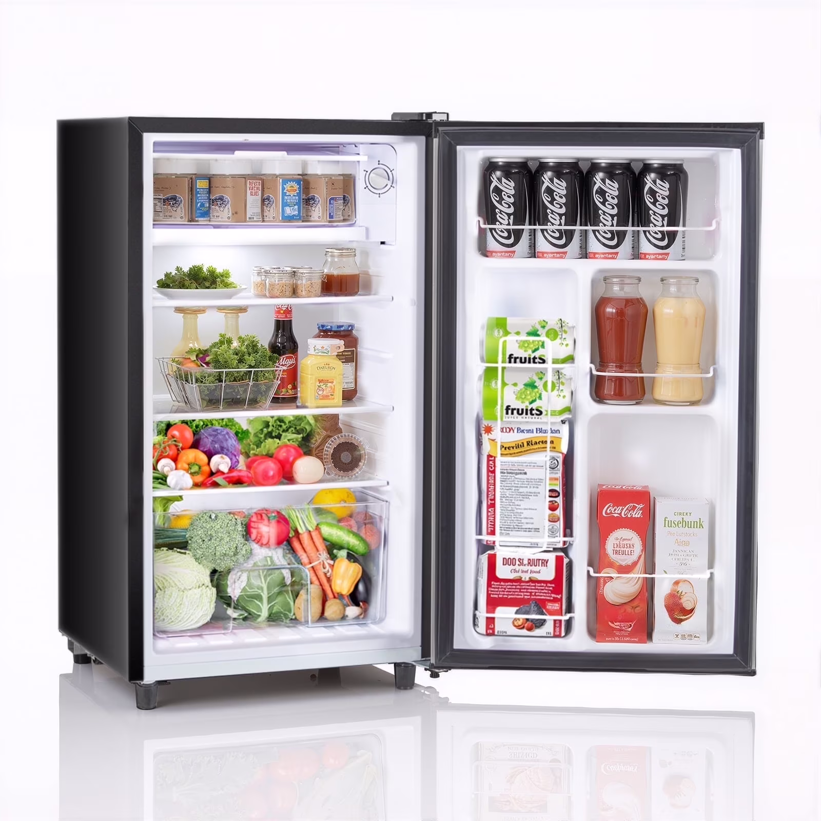3.2 Cu Ft Mini Fridge with Freezer, Compact Single Door Refrigerator, Energy Efficient, Low Noise, Adjustable Thermostat for Bedroom, Dorm, Office, silver(Sliver)