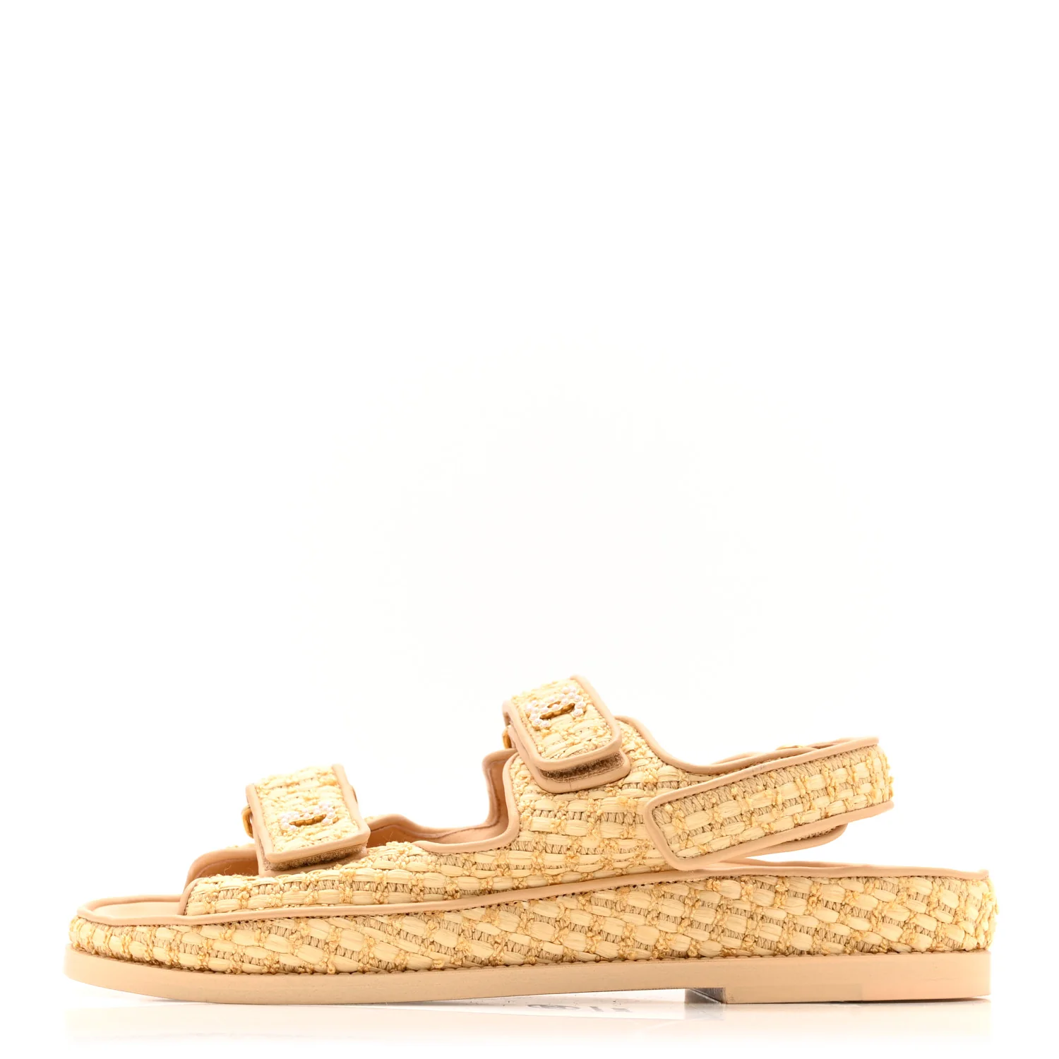 Braided Fabric Velcro Dad Sandals 38.5 Beige