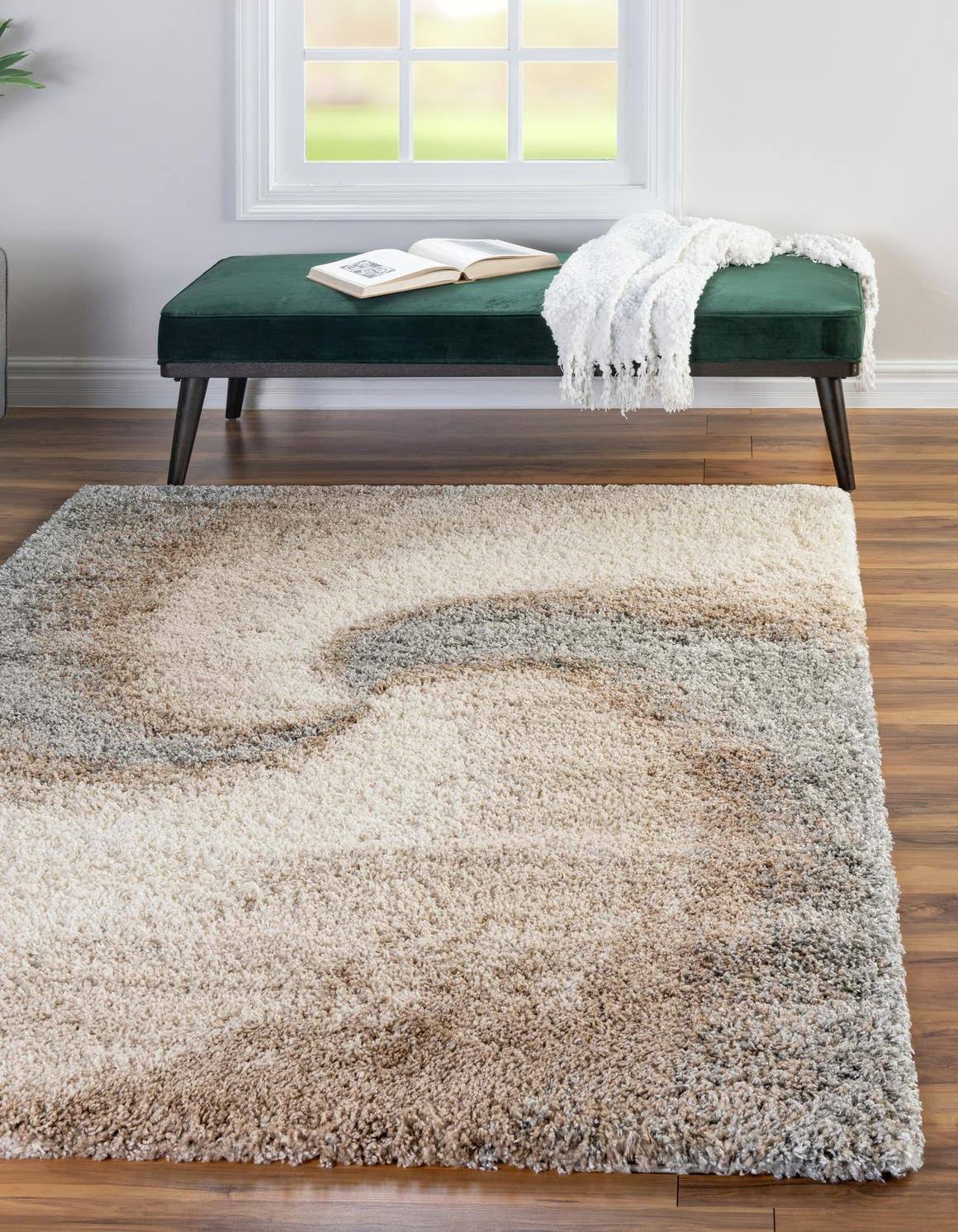 Soft Touch Shag 213cm x 305cm Brown Abstract Area Rug