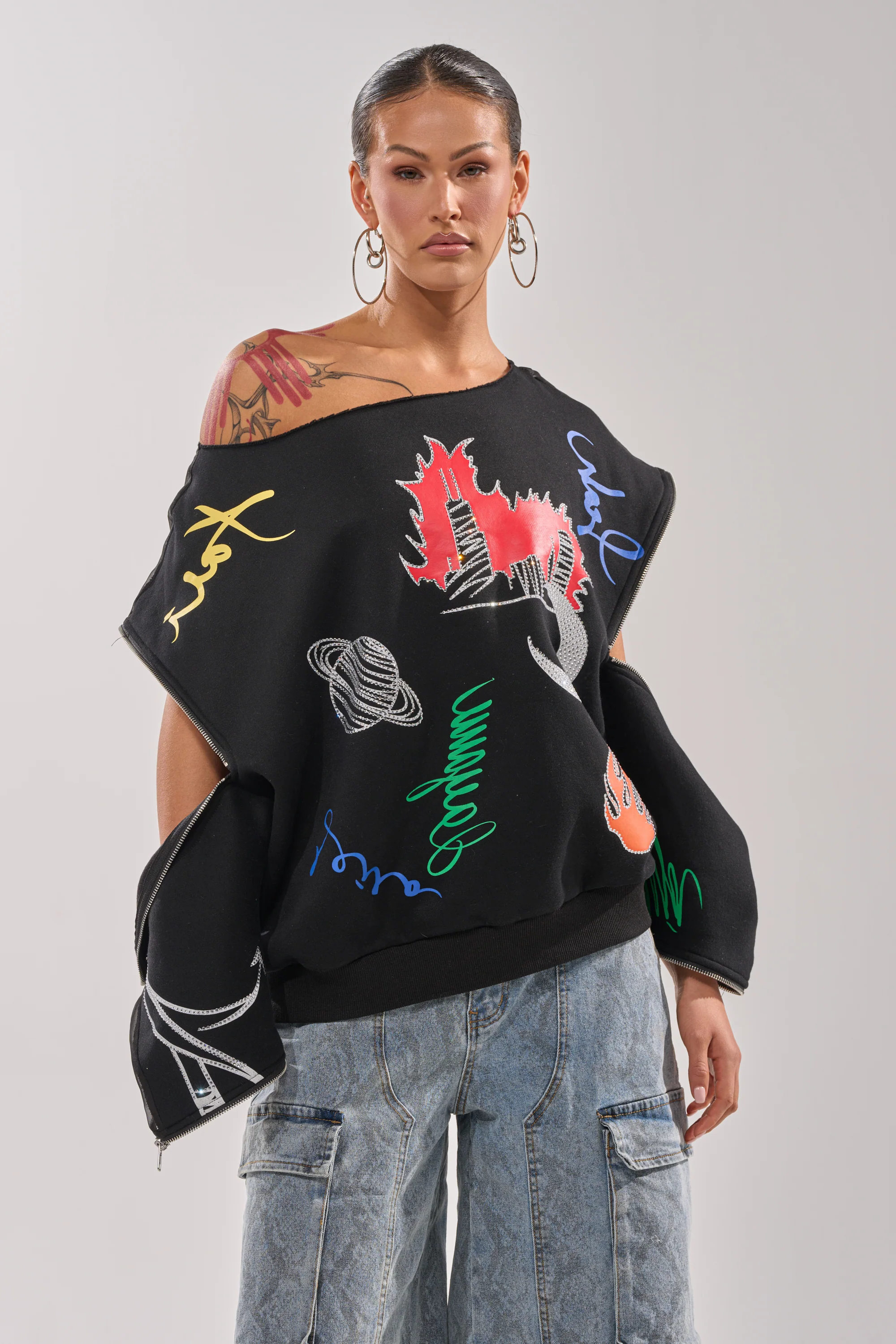 DEEP THOUGHTS OVERSIZED GRAPHIC SWEATSHIRT - Akira Store