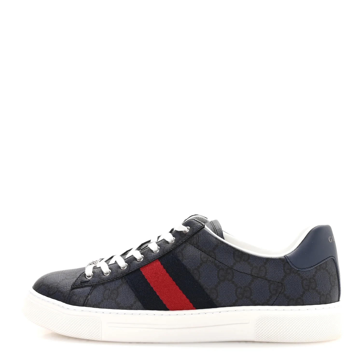 GG Supreme Monogram Web Mens New Ace Sneakers 9.5 Dark Blue