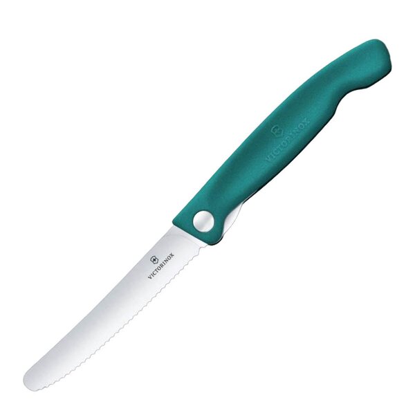 Swiss Classic piknikkniv 11 cm bølget blad grønn