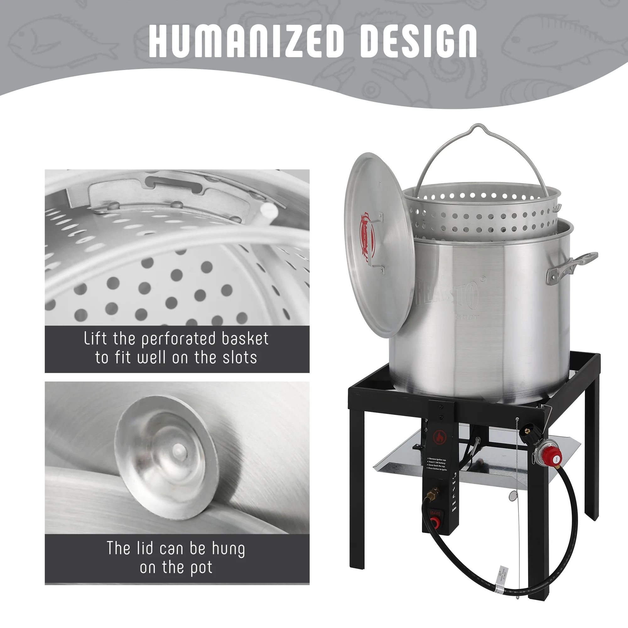 80 quart Seafood Boil Pot Kit with Electronic Ignitor(80 QT) - Image 4