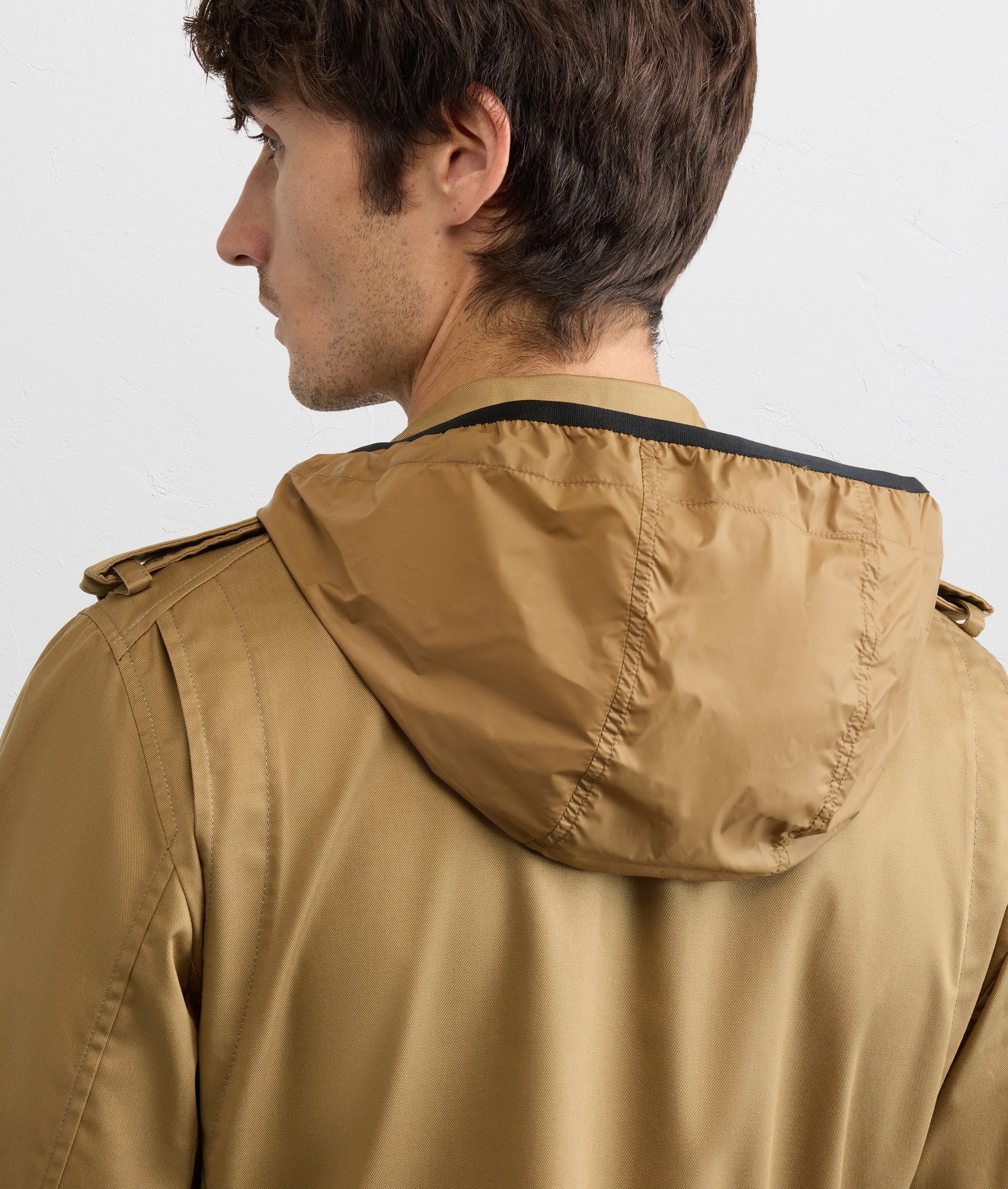 MUSTARD COLORED COTTON AND POLYESTER GABARDINE FIELD JACKET