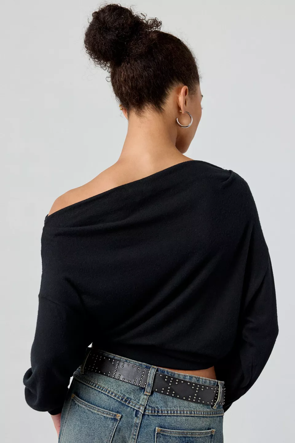Out From Under Clarity Cozy Knit Off-The-Shoulder Top-Black