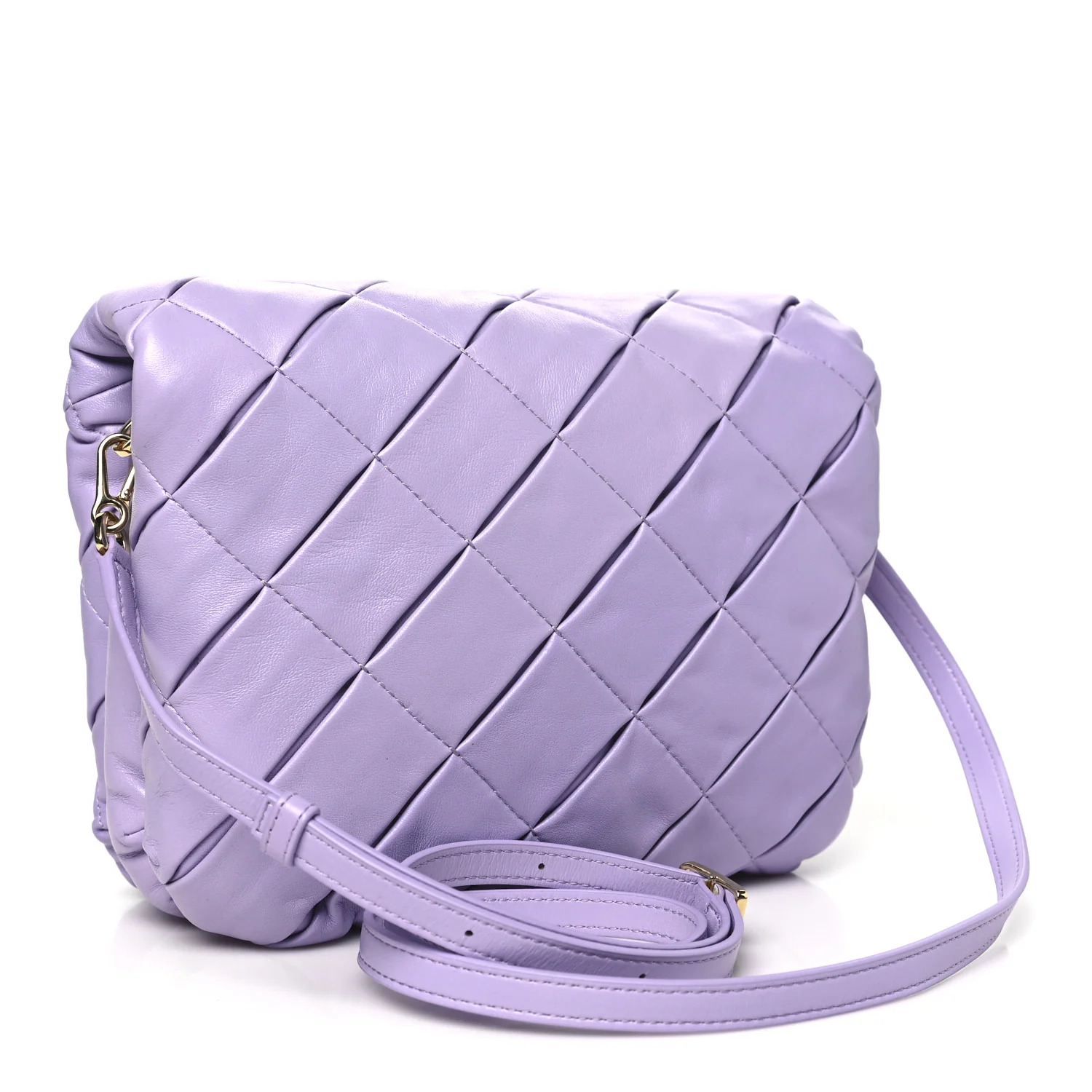 Lambskin Pleated Goya Puffer Bag Light Mauve