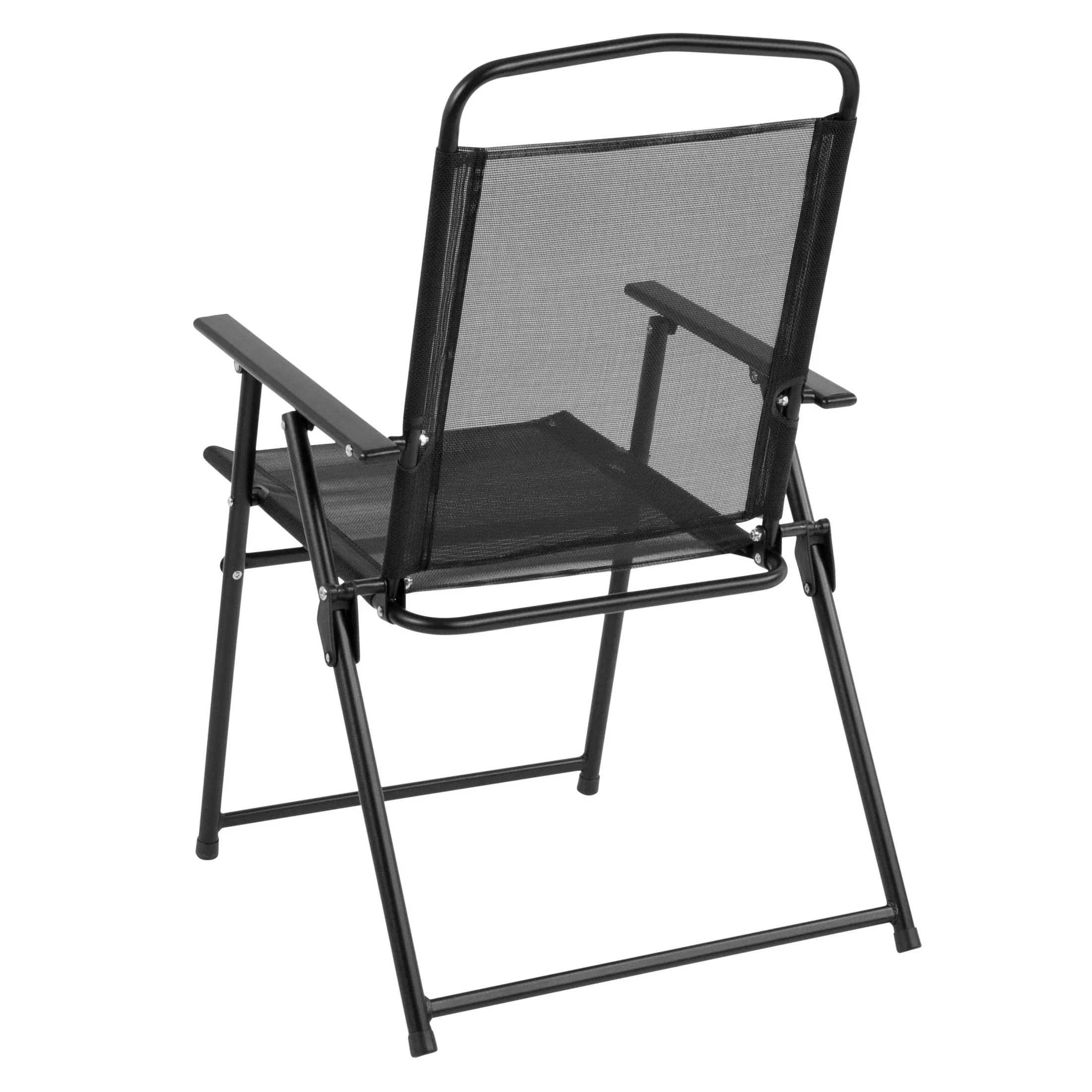 Flash Furniture Nantucket 6 Piece Black Patio Garden Set with Umbrella Table and Set of 4 Folding Chairs