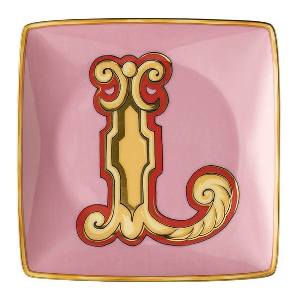 Alphabet skål 12 cm kvadratisk L