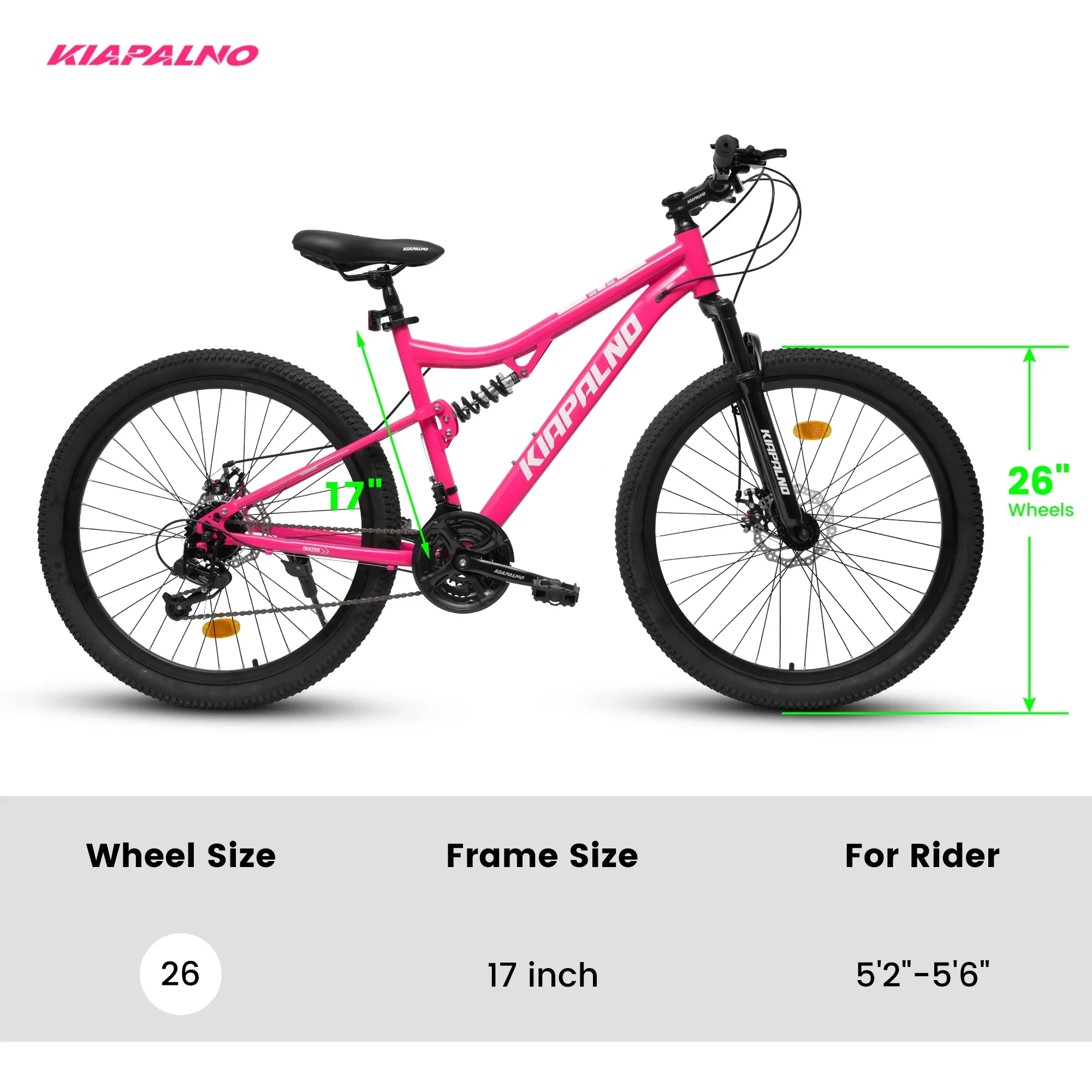 26 Inch Mountain Bike Dual Full Suspension, Shimano 21-Speed Mountain Bicycle with Dual Disc Brakes and Carbon Steel Frame, Trail Beach Snow Commuter City Bike for Adult Men Women, Black