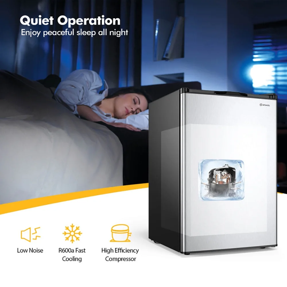 3 Cubic Feet Compact Upright Freezer with Stainless Steel Door, Compact Refrigerator for Dorm, Office, Bedroom - Image 7