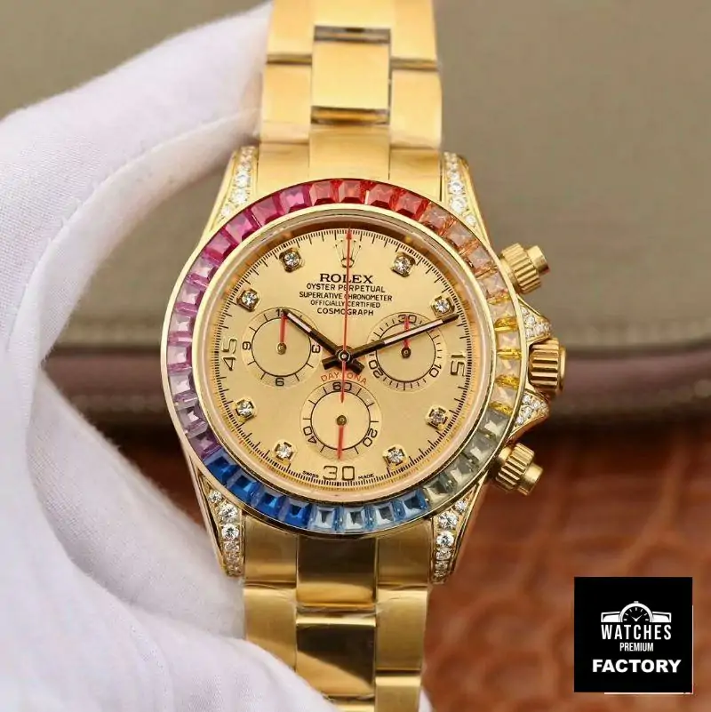 Rolex Daytona Cosmograph Rainbow 116598RBOW BL Factory Gold Dial