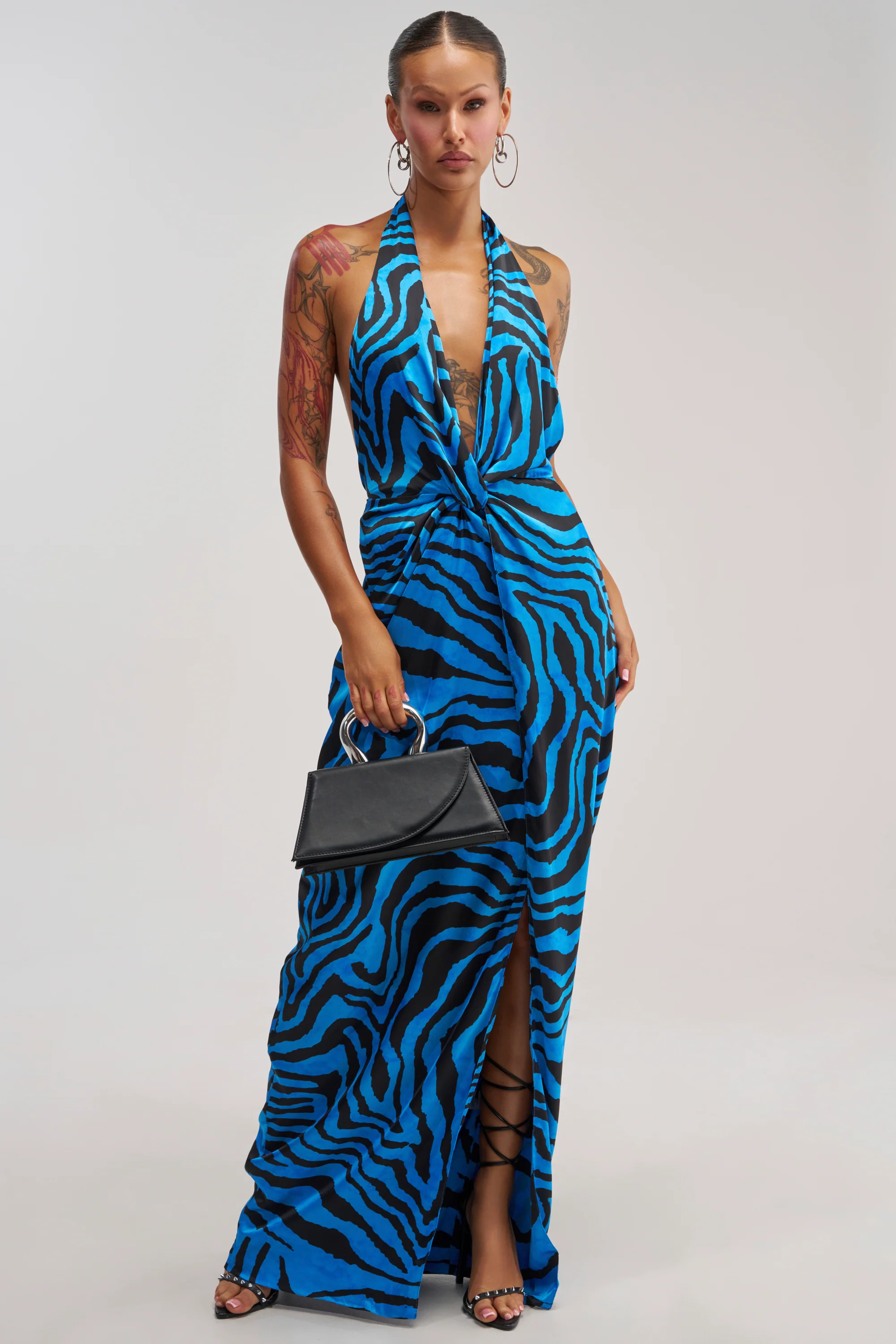 CRAZY FOR YOU BLUE ZEBRA MULTI MAXI DRESS - Akira Store