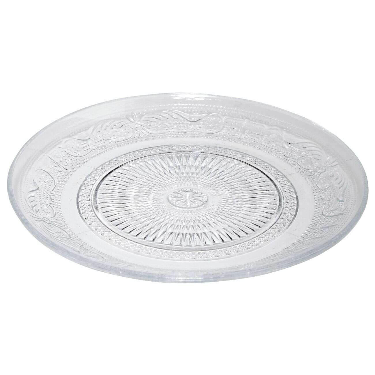 Assiette à dessert ronde verre transparente ciselée Ø19.5cm