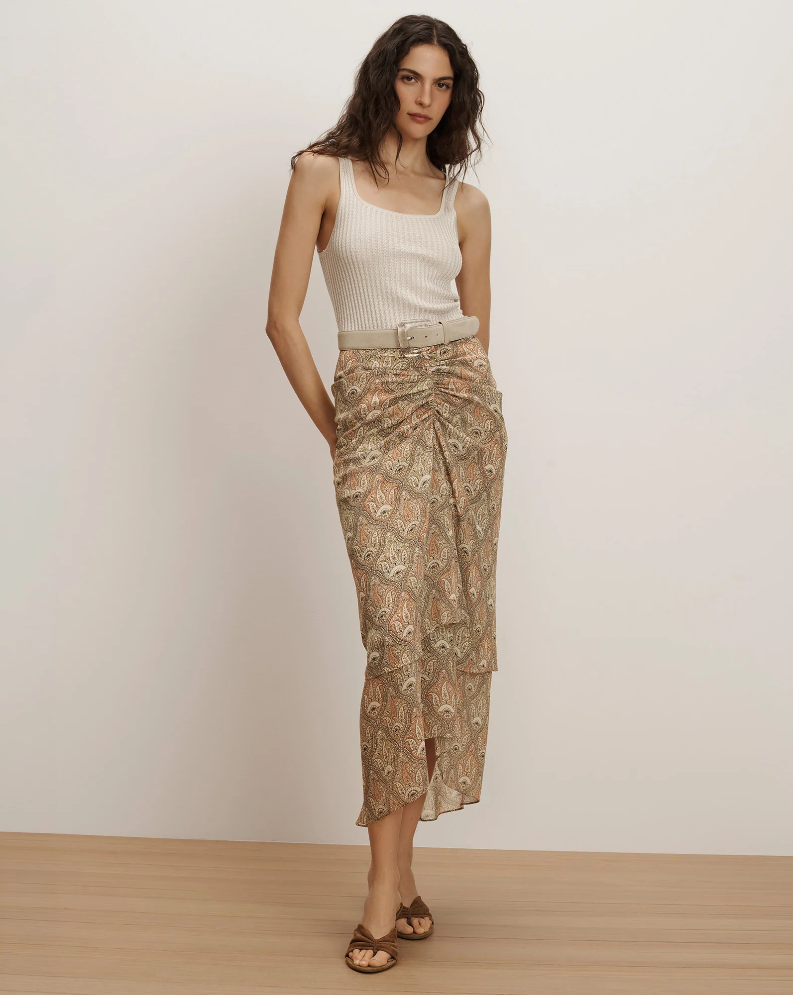 Sira Silk Midi Skirt