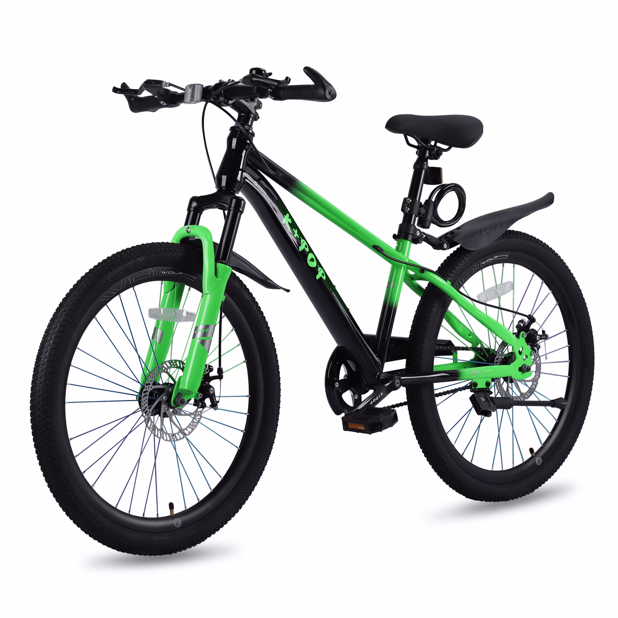 20/24 Inch Kids Mountain Bike, Dual Disc Brakes, Suspension Fork, Ages 7-12(Black)