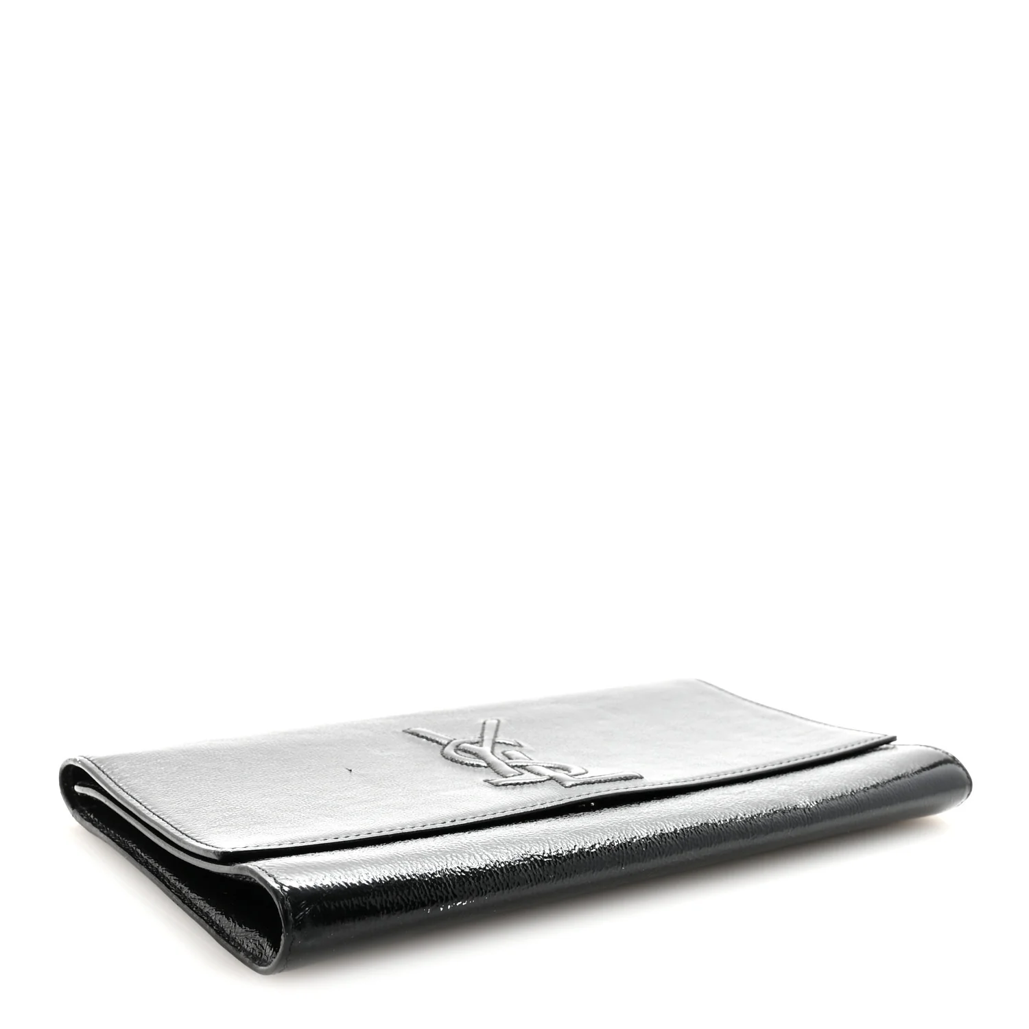 Textured Patent Monogram Large Belle De Jour Clutch Black