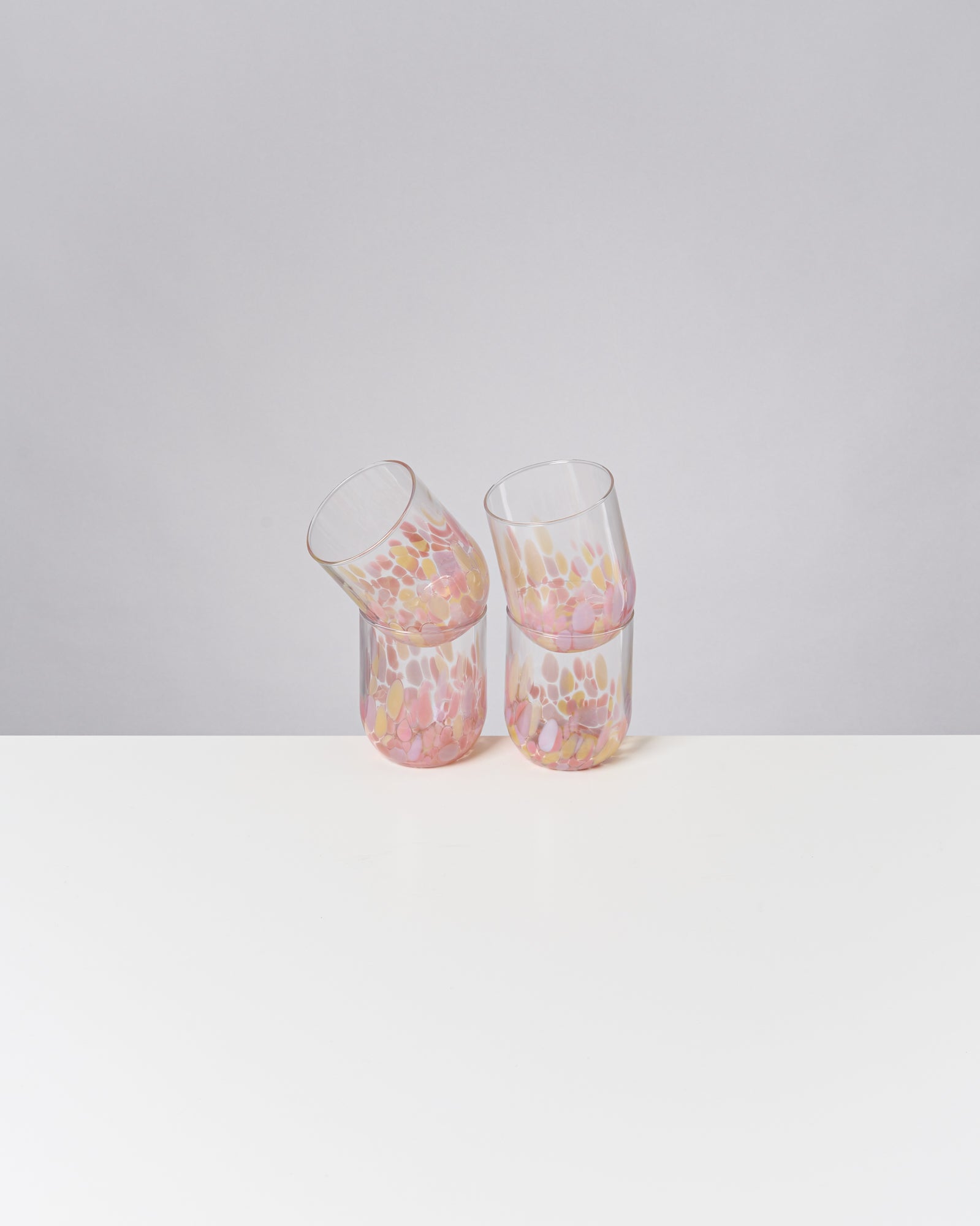 ALEGRIA - LARGE GLASS PINK SAND SET OF 4