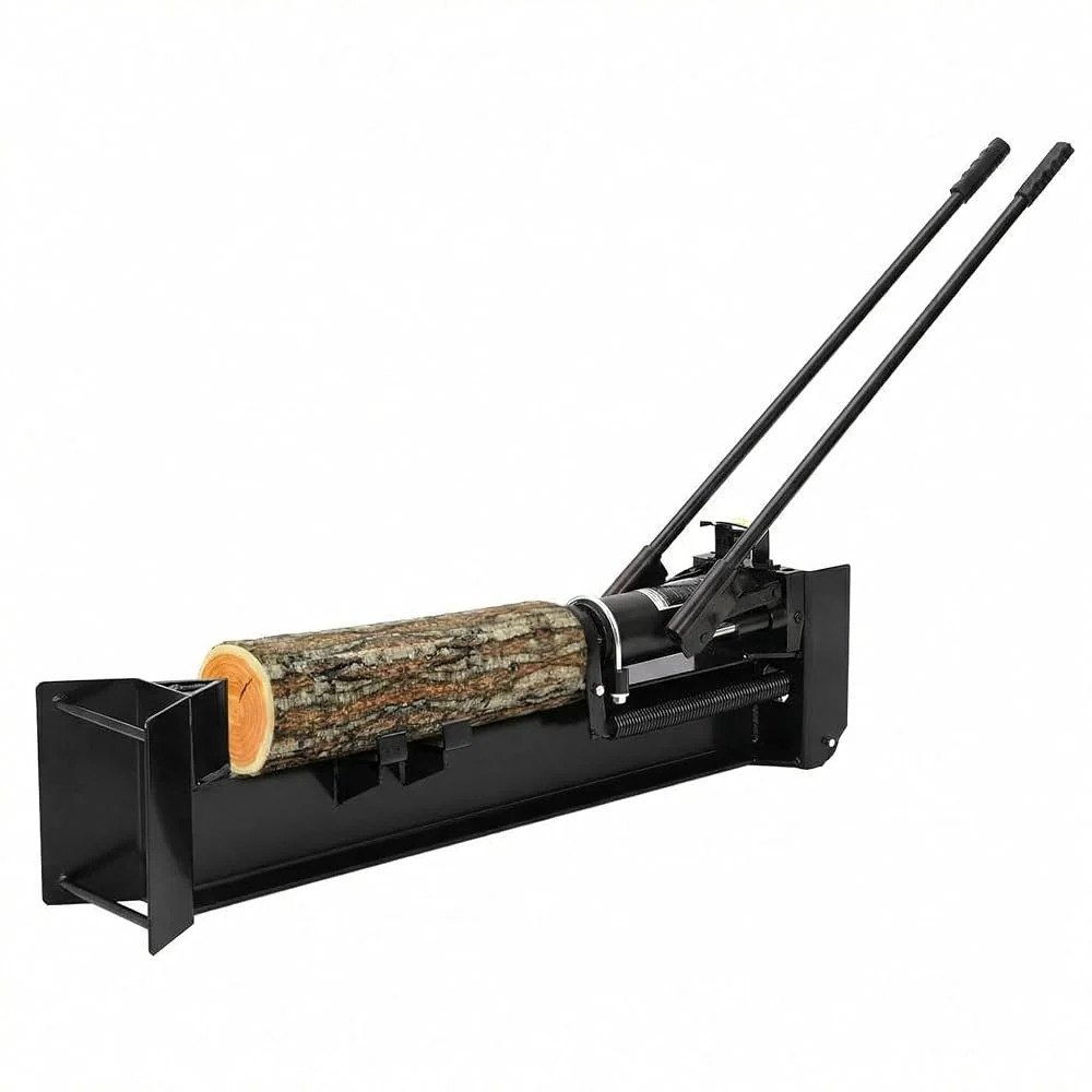 12 Ton Manual Hydraulic Log Splitter, Heavy Duty Horizontal Firewood Splitter with Steel Frame & Transport Wheels for Farm, Backyard & Homestead