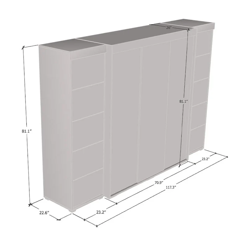 3-Piece Wardrobe Armoire Set with Glass Fronts