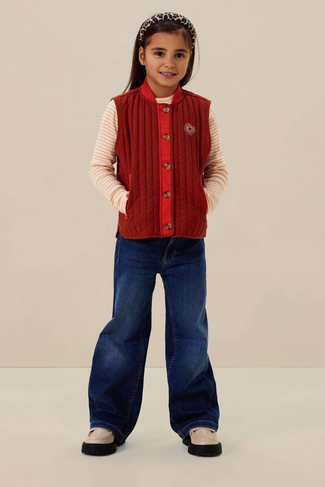 Rood quilted gilet met embroidery