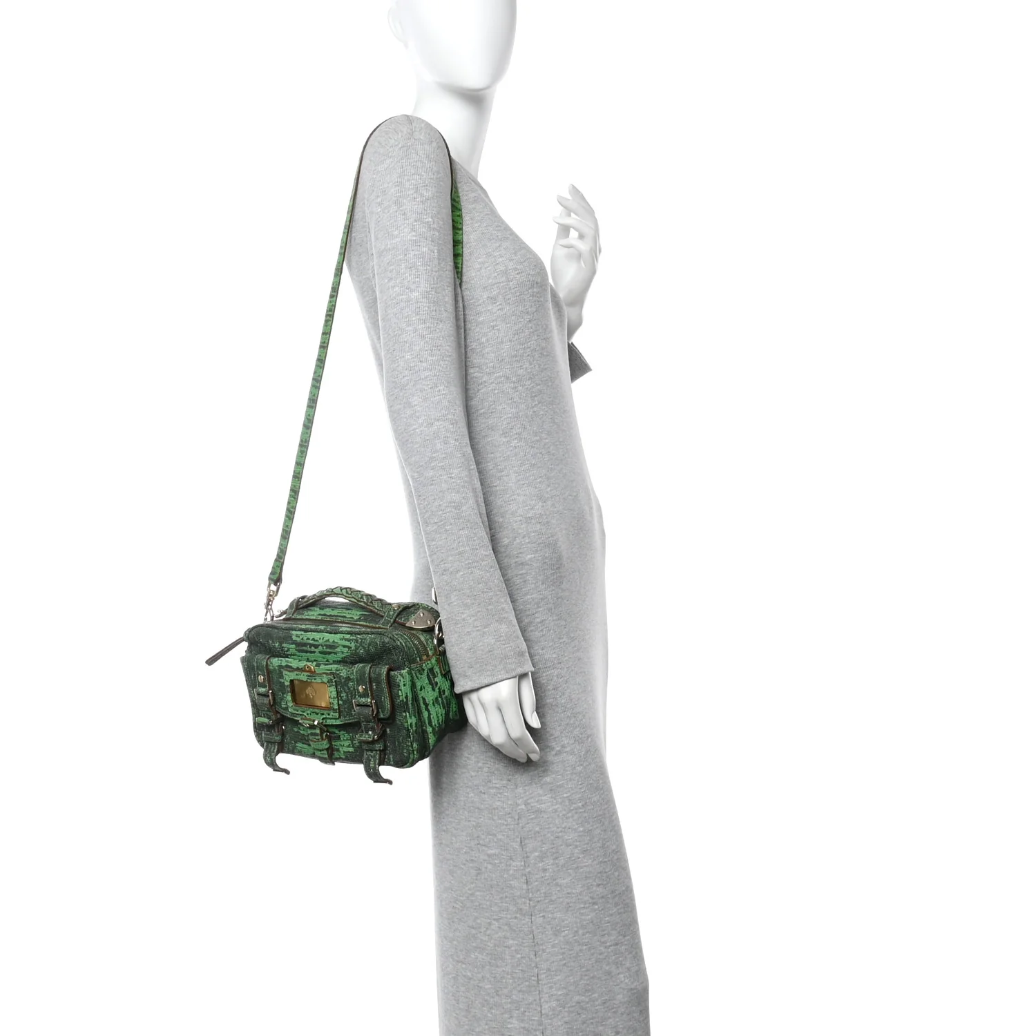 Lizard Print Camera Bag Grass Green