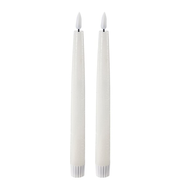 LED kronelys 2,2x22 cm 2 stk ivory