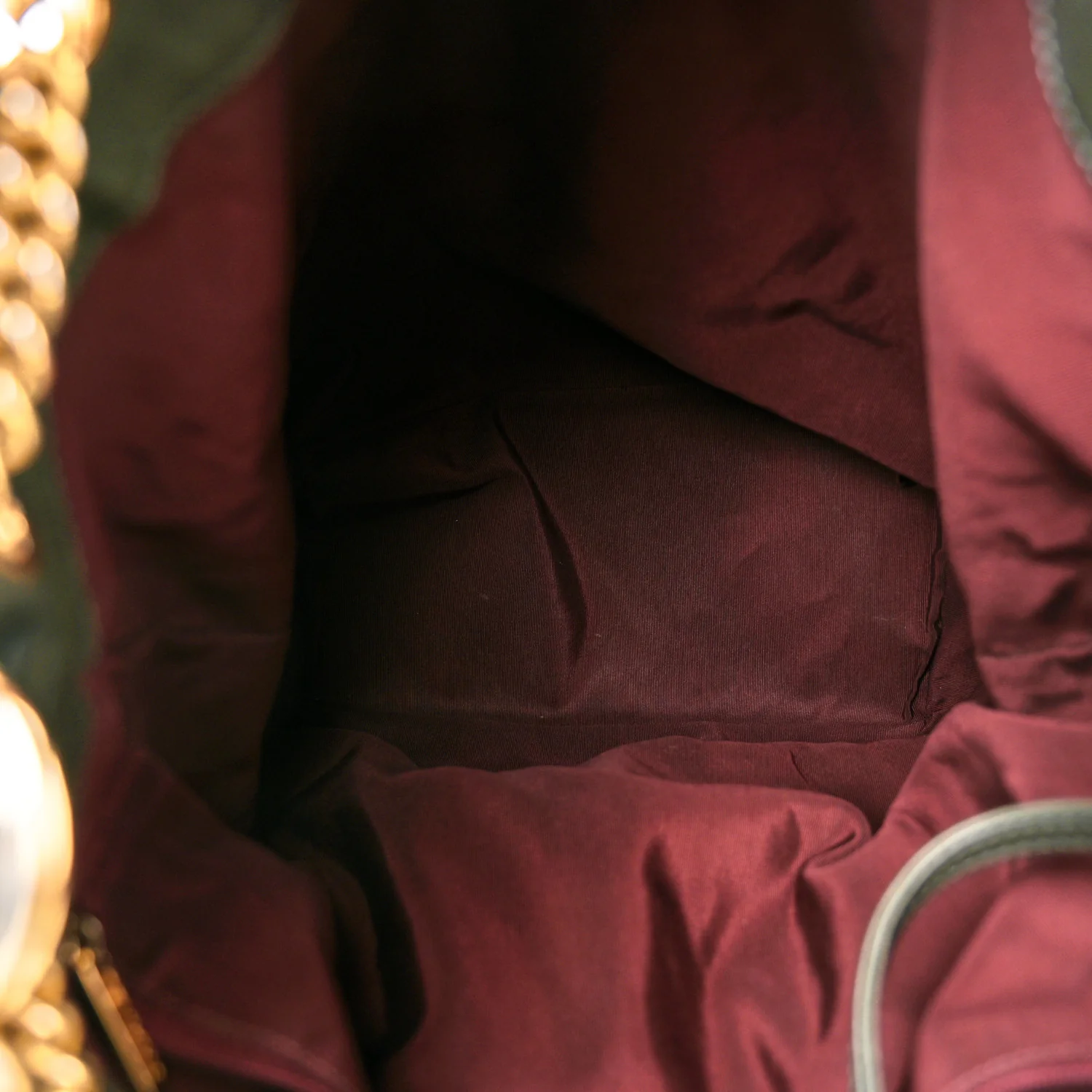 Calfskin Quilted Small On My Shoulder Drawstring Bag Dark Green