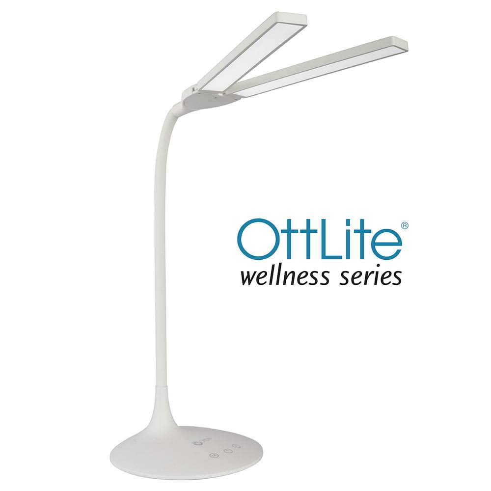 OttLite Wellness Series Pivot LED Desk Lamp with Dual Shades, White