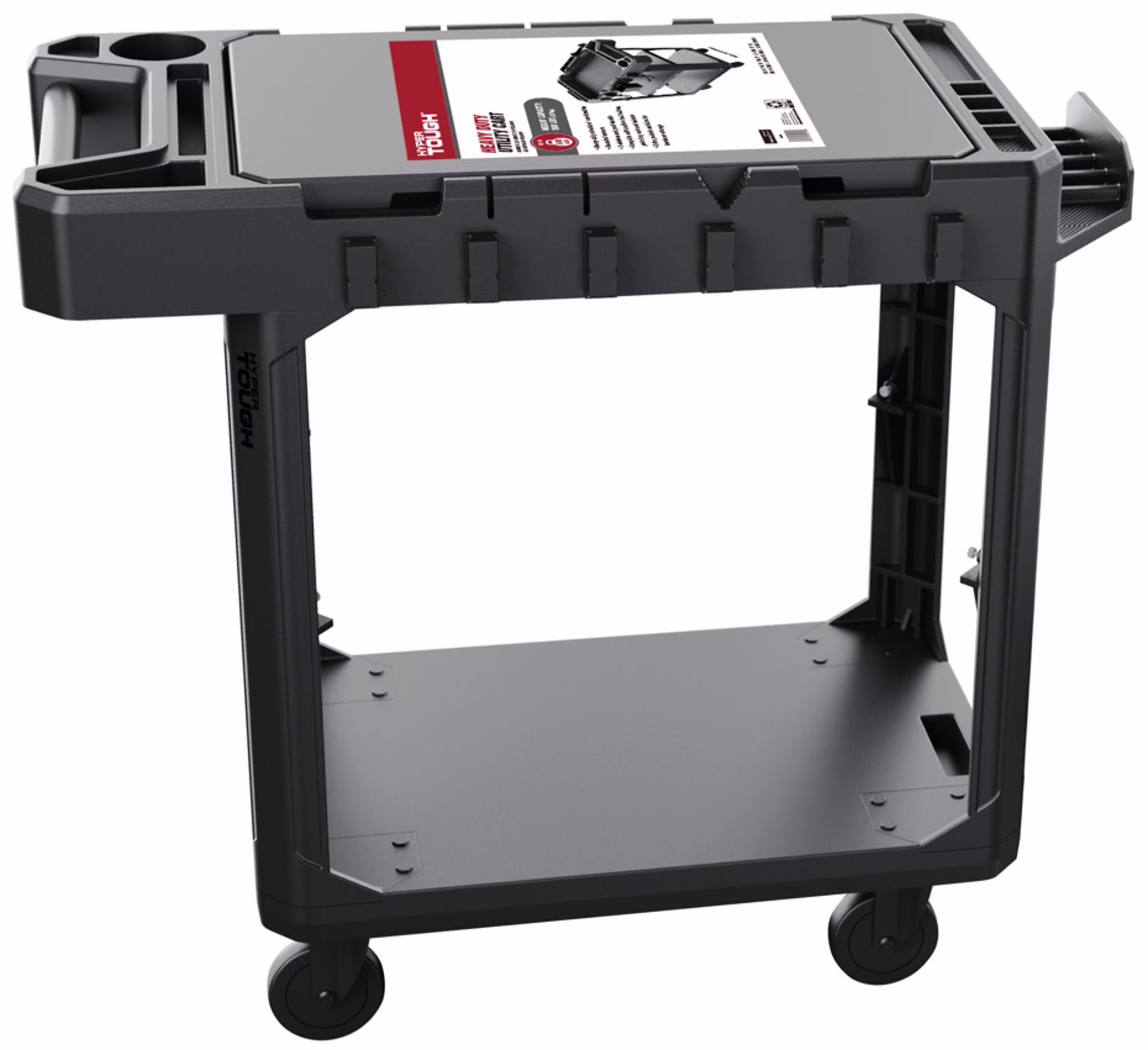 Hyper Tough Hyper Stack 3-Shelf Multi-Use 36 Commercial Utility Cart, 500 lb Capacity, Black
