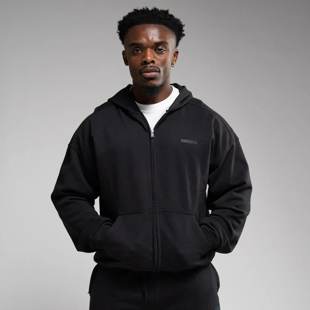 EVOLVE BLACK OVERSIZED FULL ZIP HOODIE