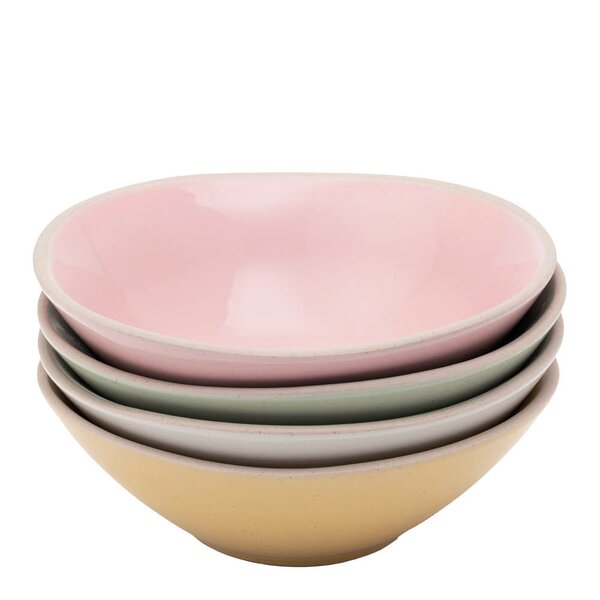 Big Love tapasskåler i stentøy 13,5 cm 4 stk rosa/hvit/grønn/gul