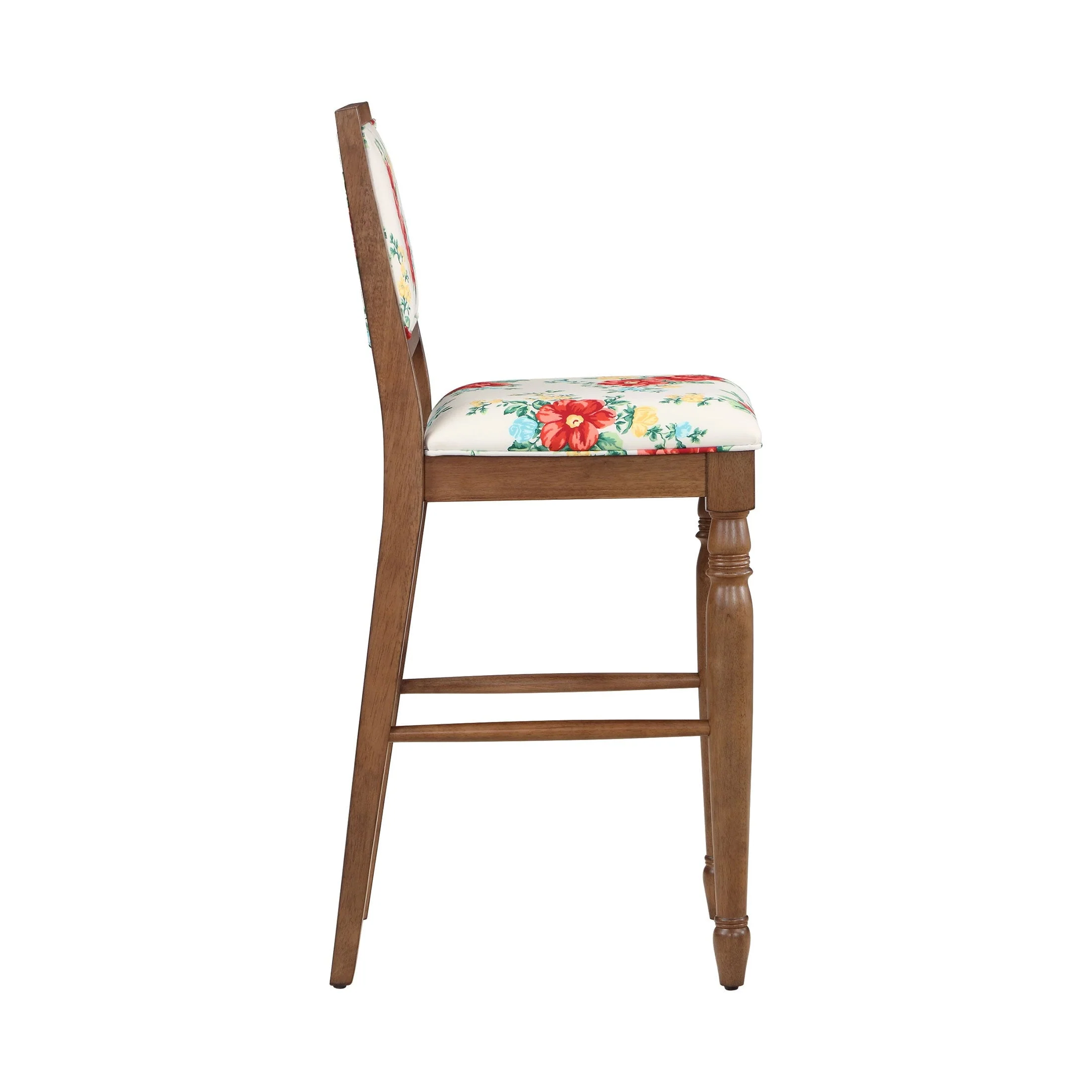 Vintage Floral Bar Stools Made With Solid Wood Frame, Set of 2 - Image 9