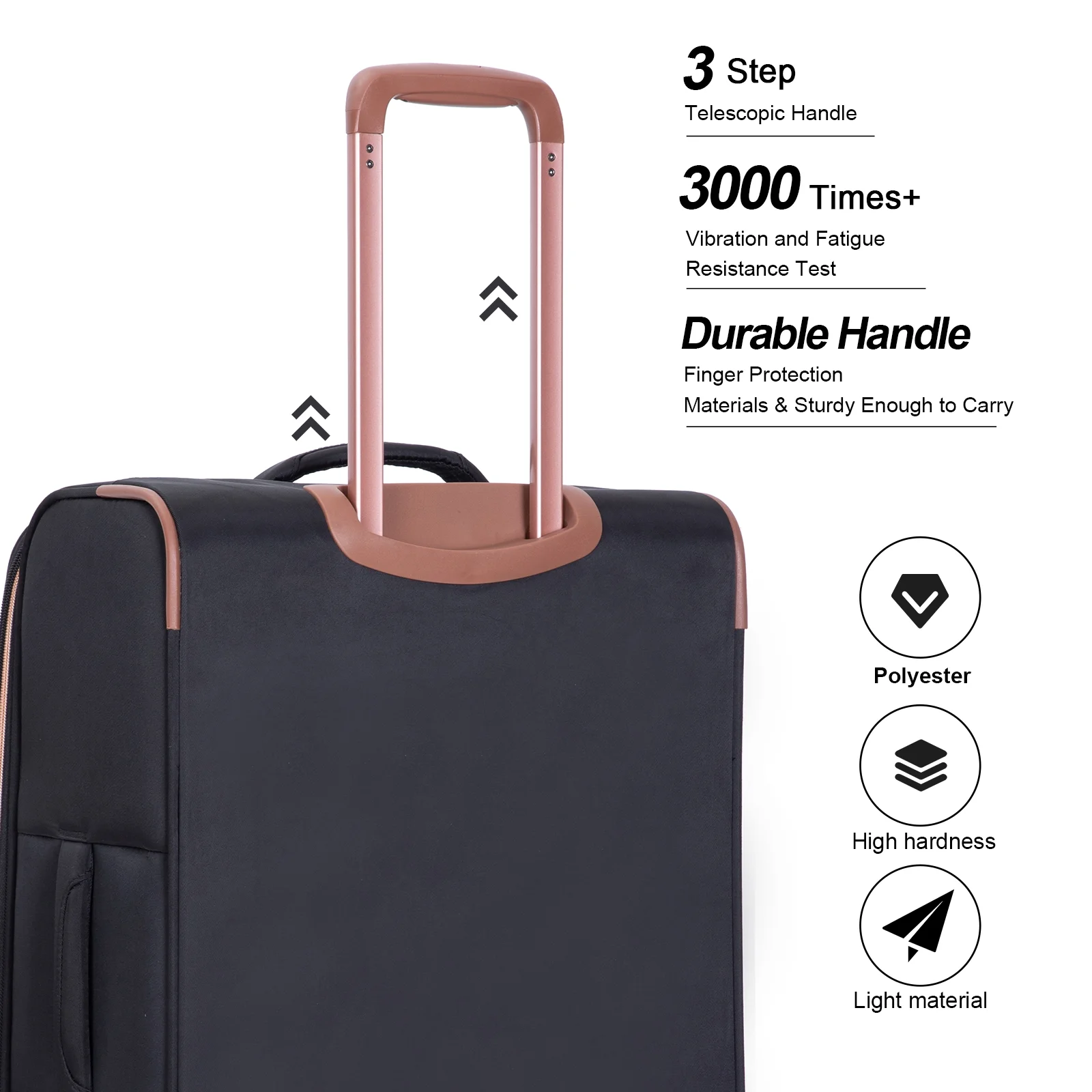 4 Piece Luggage Set Softside Expandable Lightweight Suitcase with Double Spinner Wheels.(Black)(Black/4) - Image 10