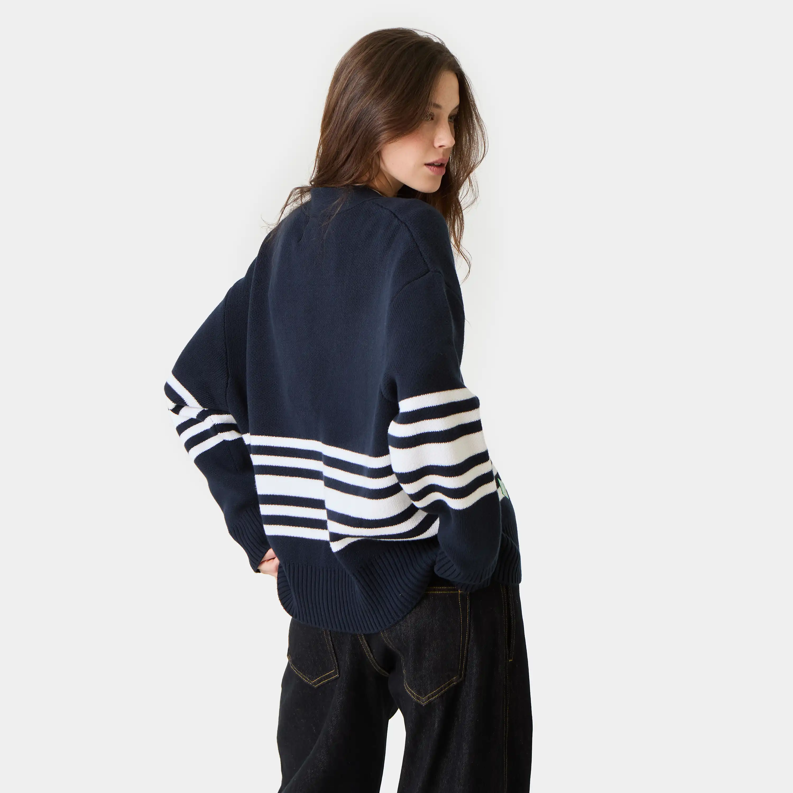 Pins Navy Cardigan