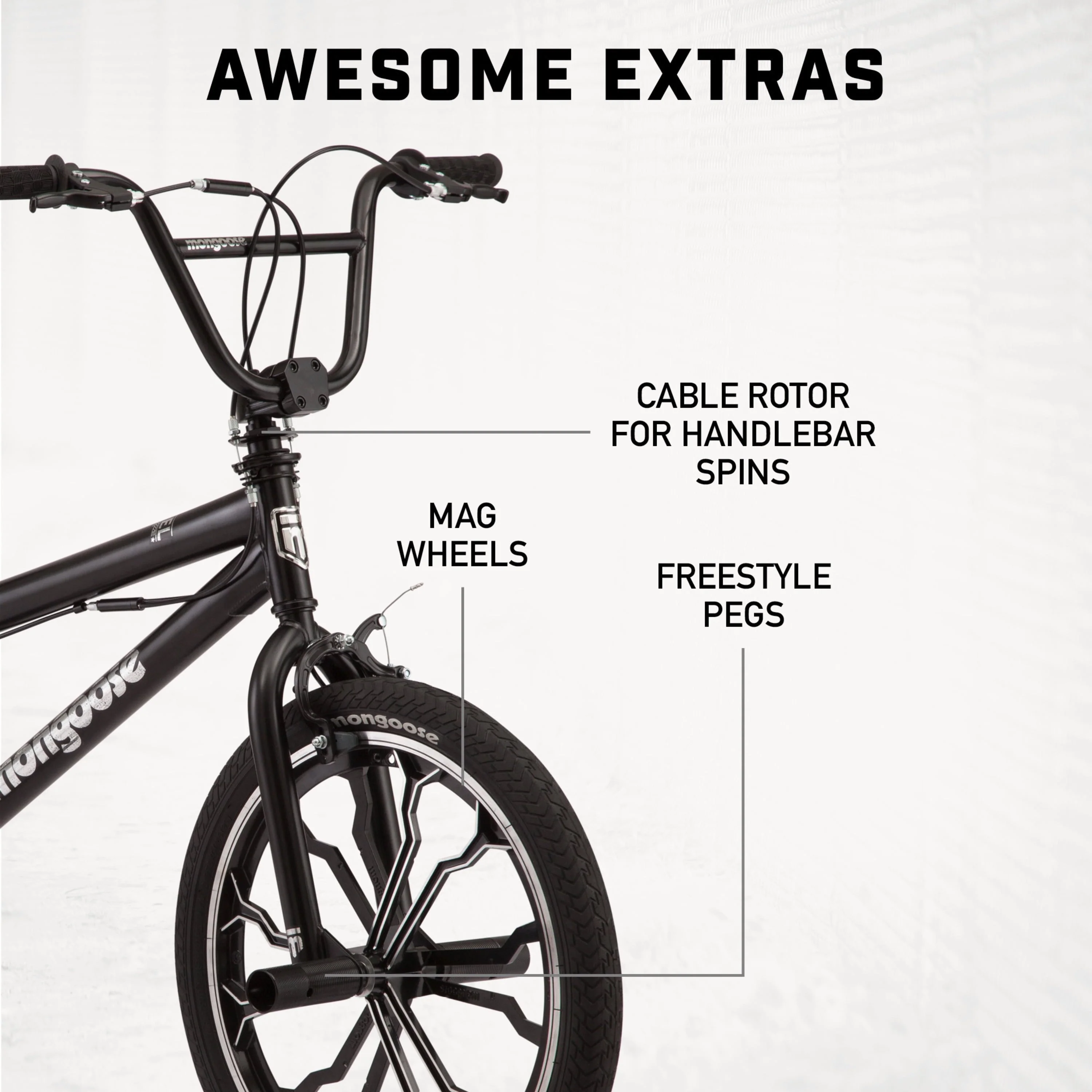 Mongoose Rebel Boys 20 in Kids BMX Bike, Ages 7 - 13, Black